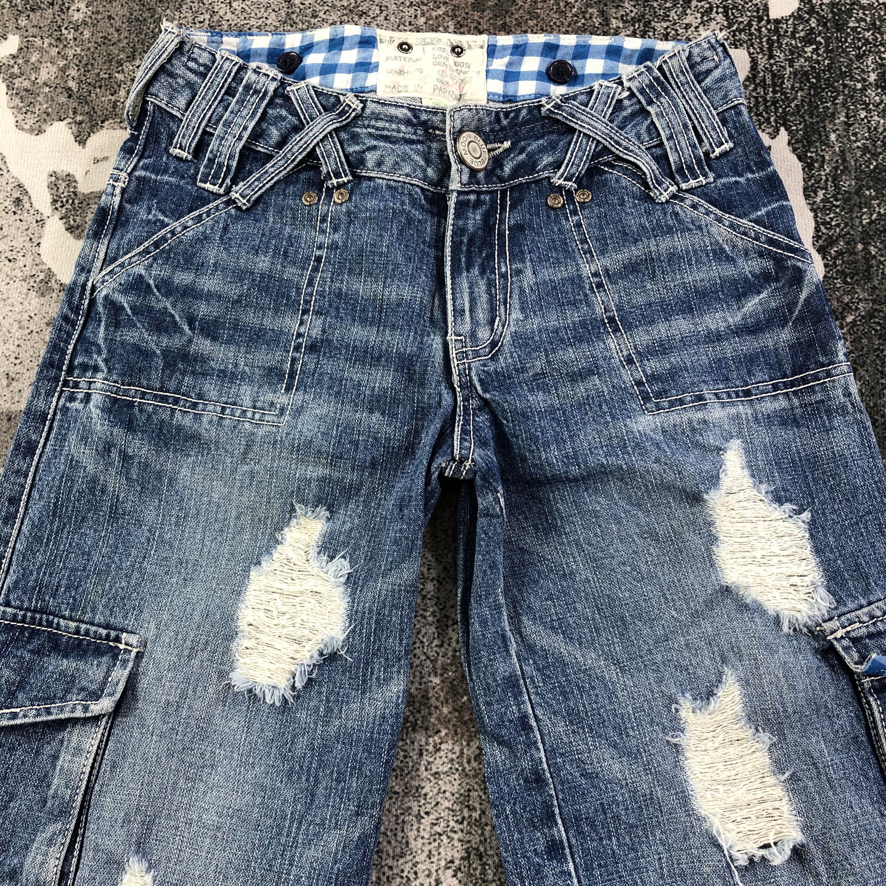 Japanese Brand Blue Moon Blue Cargo Jeans Multi Pocket Flare Denim KJ1536 Size 28" / US 6 / IT 42 - 3 Thumbnail