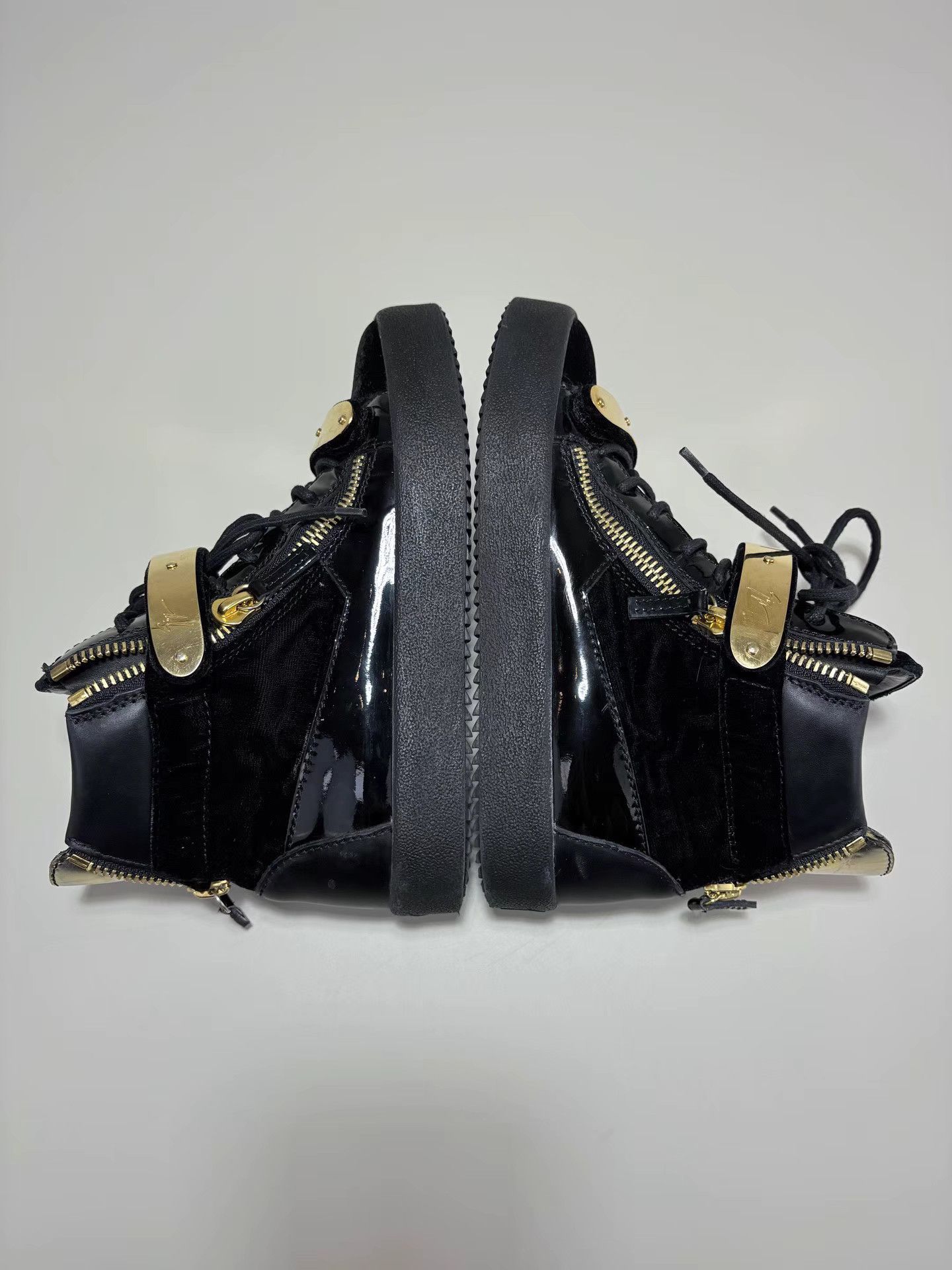 Giuseppe Zanotti GIUSEPPE ZANOTTI GZ Gold Buckle High-Top Velcro Sneakers Size US 6 / IT 36 - 5 Thumbnail