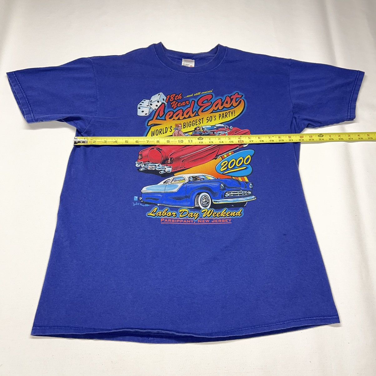 Anvil × Vintage VTG Car Tee Shirt Blue Hot Rod Classic Auto Graphic Retro Size US XL / EU 56 / 4 - 15 Thumbnail
