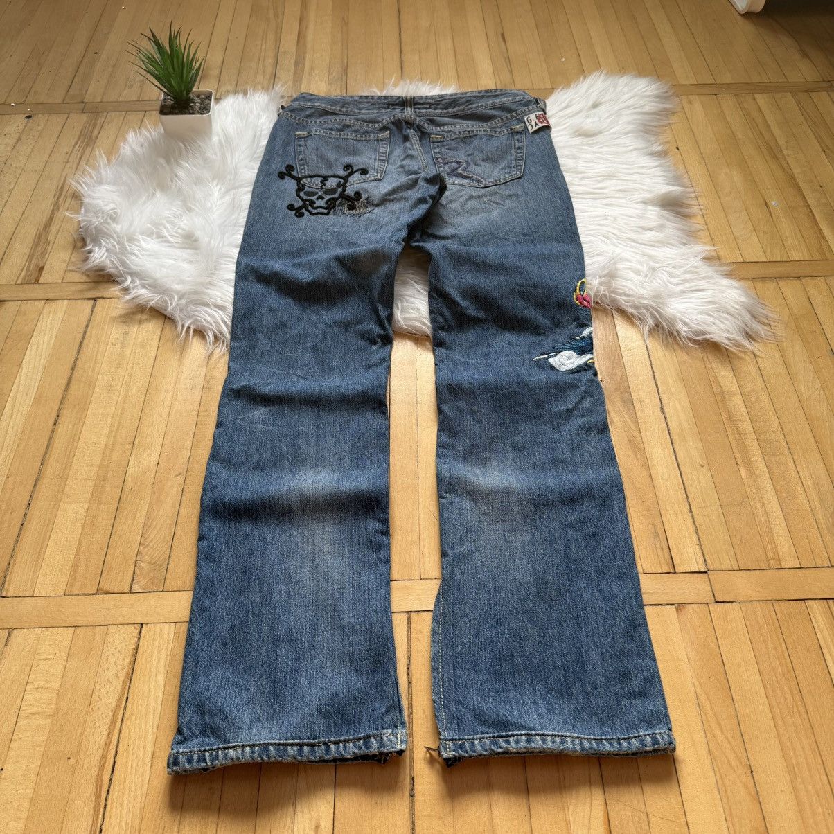 If Six Was Nine 📌 Vintage Ra.Re Y2K Ed Hardy style Bootcut Low Rise Jeans Size 28" / US 6 / IT 42 - 3 Thumbnail