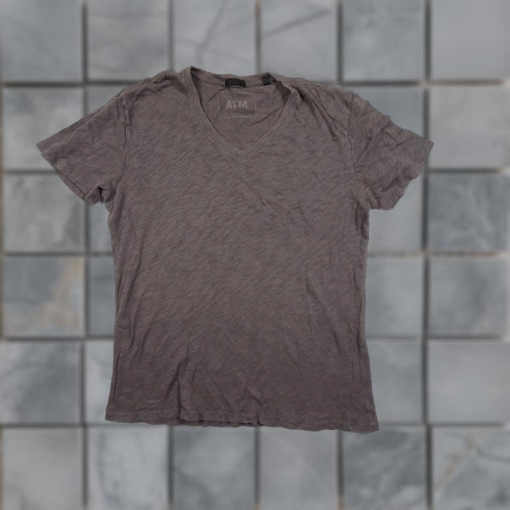 Vintage ATM Gray Short Sleeve V-Neck T-Shirt Adult Small Cotton Jersey Mens Size US S / EU 44-46 / 1 - 1 Thumbnail