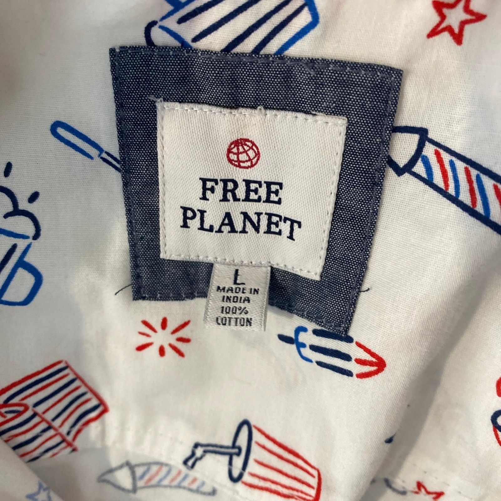 Free Planet Free Planet Red White Blue Button Up Shirt men size L Size US L / EU 52-54 / 3 - 6 Thumbnail
