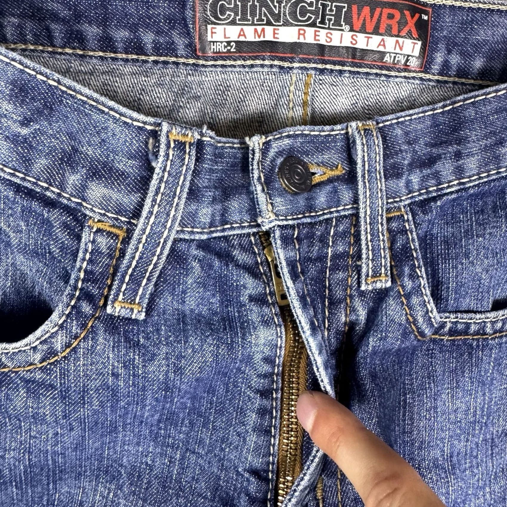 Vintage Cinch WRX FR Jean Men 30x33 Flame Resistant Utility White Label Workwear ATPV 20 Jeans Denim Blue 30 In. 33 In. Cinch Size US 30 / EU 46 - 7 Thumbnail