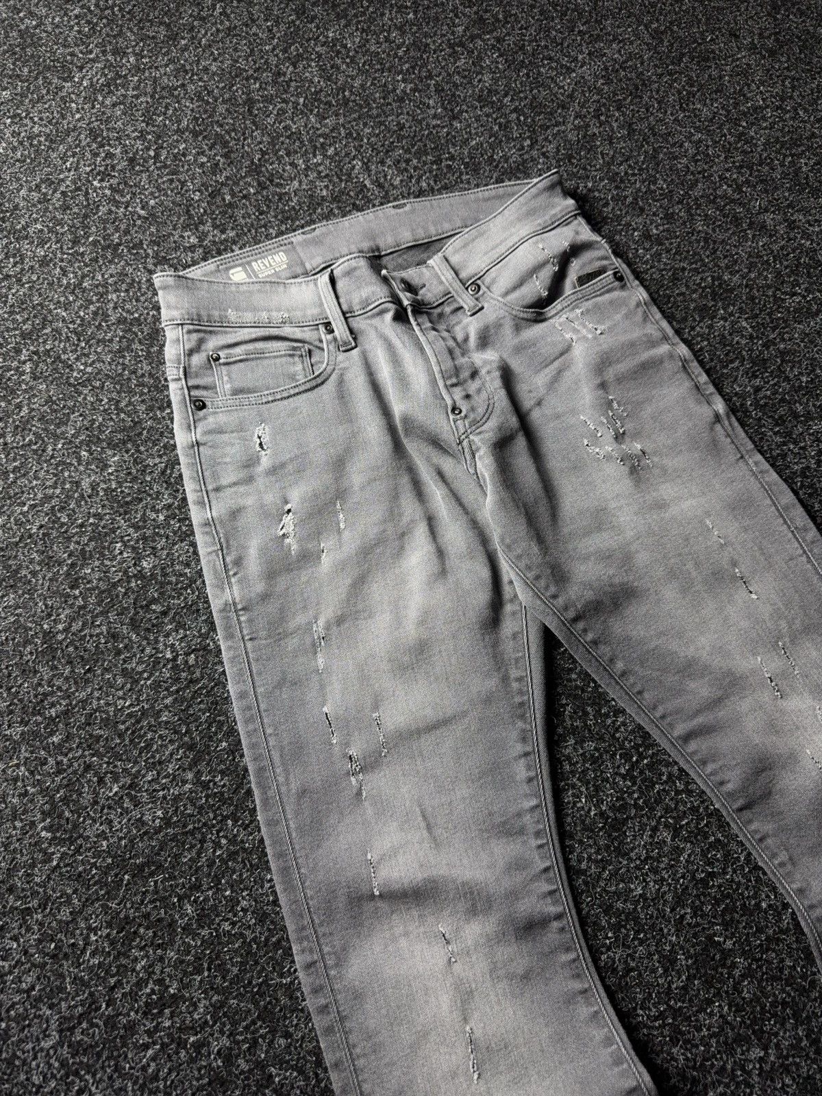 G-Star 00s G-Star RAW Revend Super Slim Grey Distressed Jeans Size US 29 - 4 Thumbnail