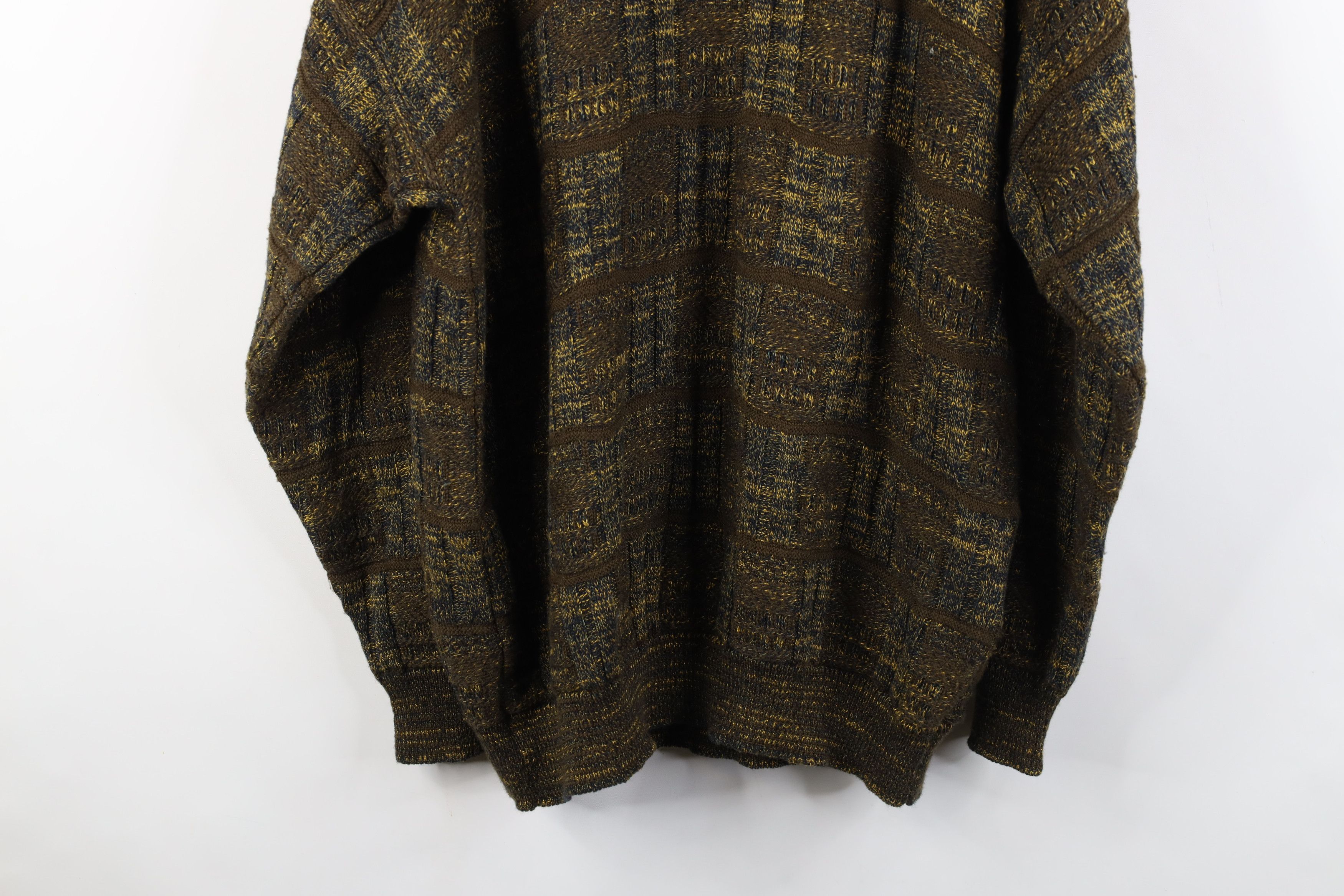 Vintage Vintage 90s Streetwear Tone Knit Crewneck Sweater Plaid Size US L / EU 52-54 / 3 - 11 Thumbnail
