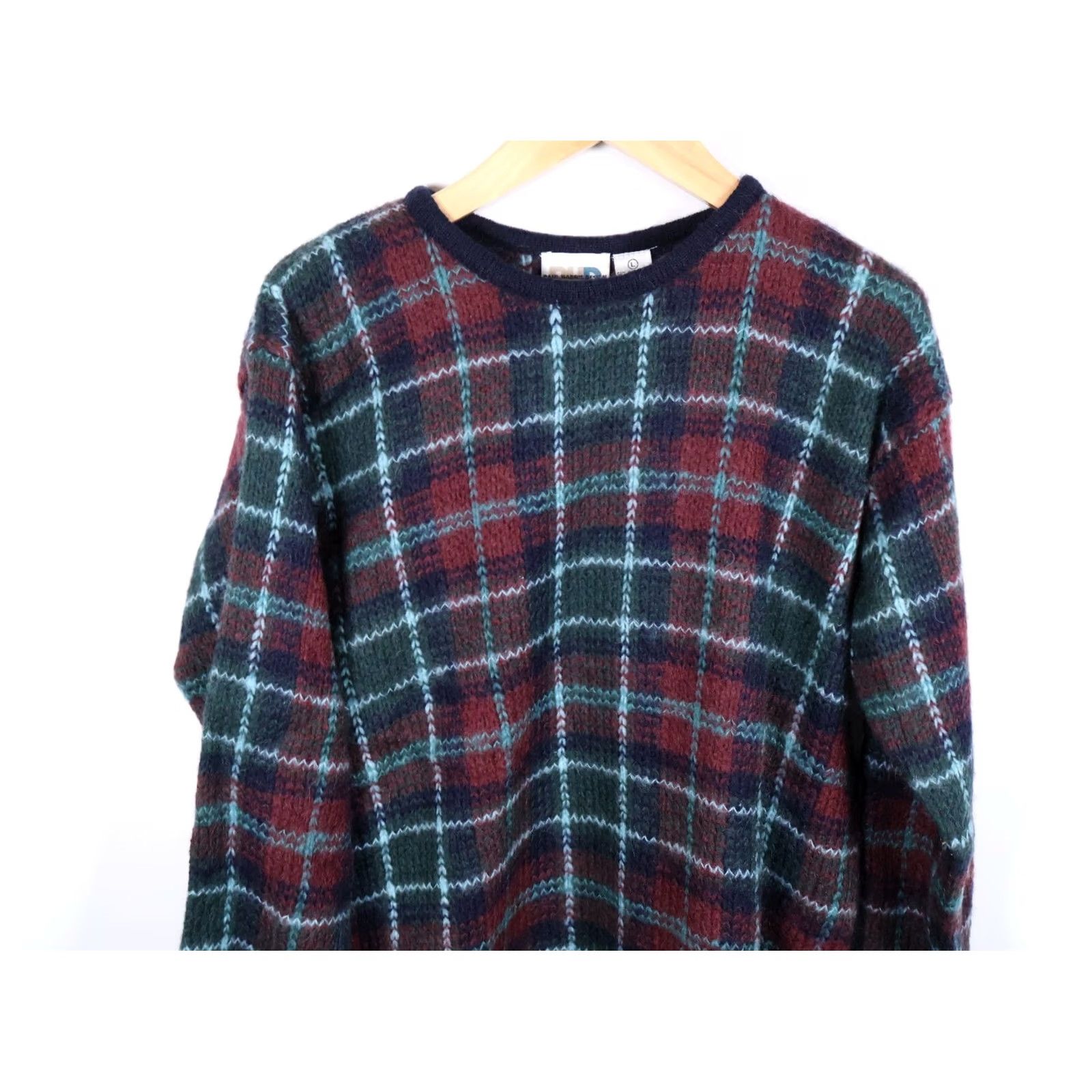 Vintage VINTAGE Paul Harris Mohair Sweater Women's Large Red Green Plaid Relaxed Oversized Knit Pullover Crew Neck Est. 90s Classic Preppy VINTAGE Size L / US 10 / IT 46 - 4 Thumbnail