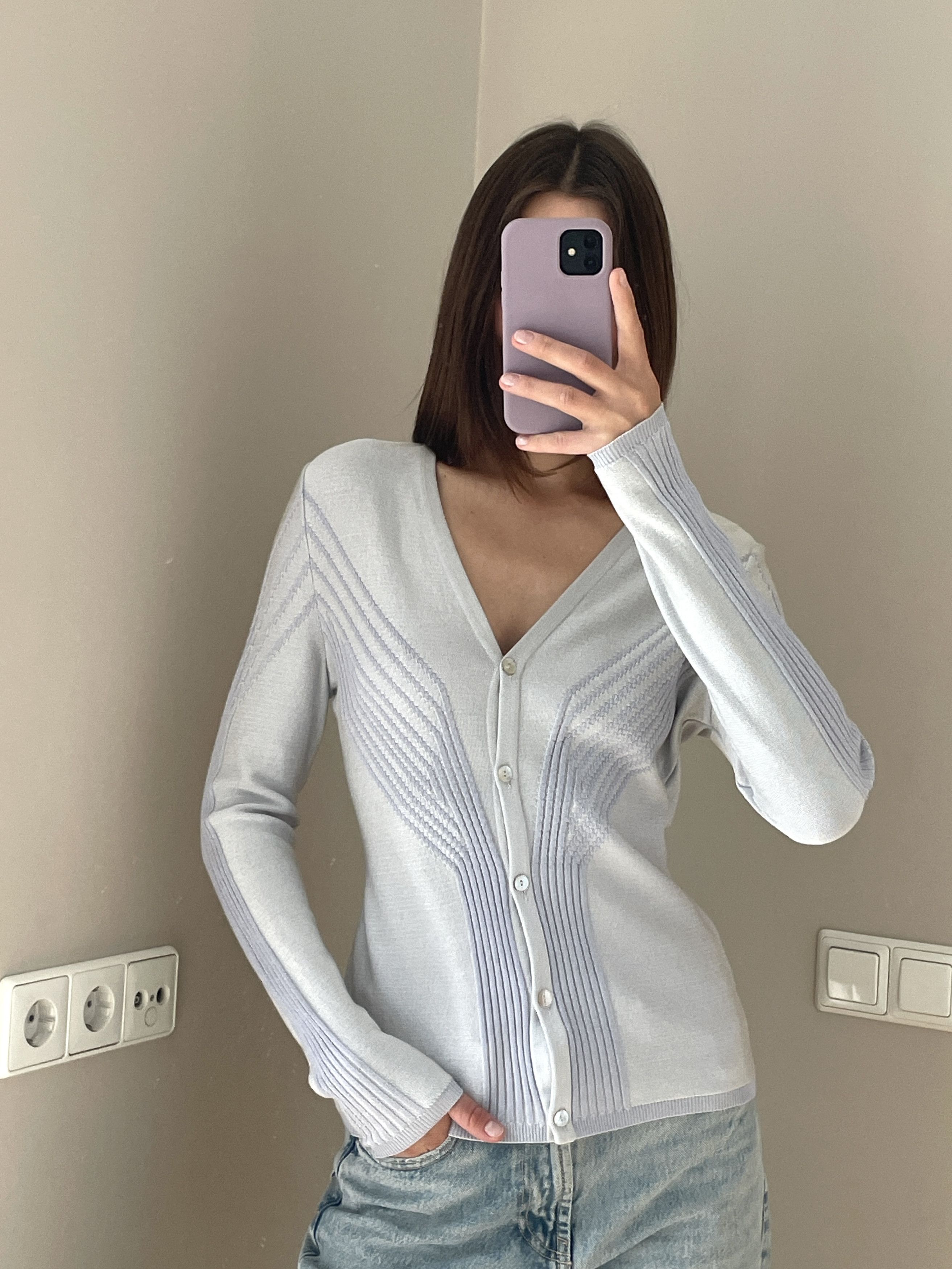 Mugler pastel blue cardigan Size M / US 6-8 / IT 42-44 - 2 Thumbnail