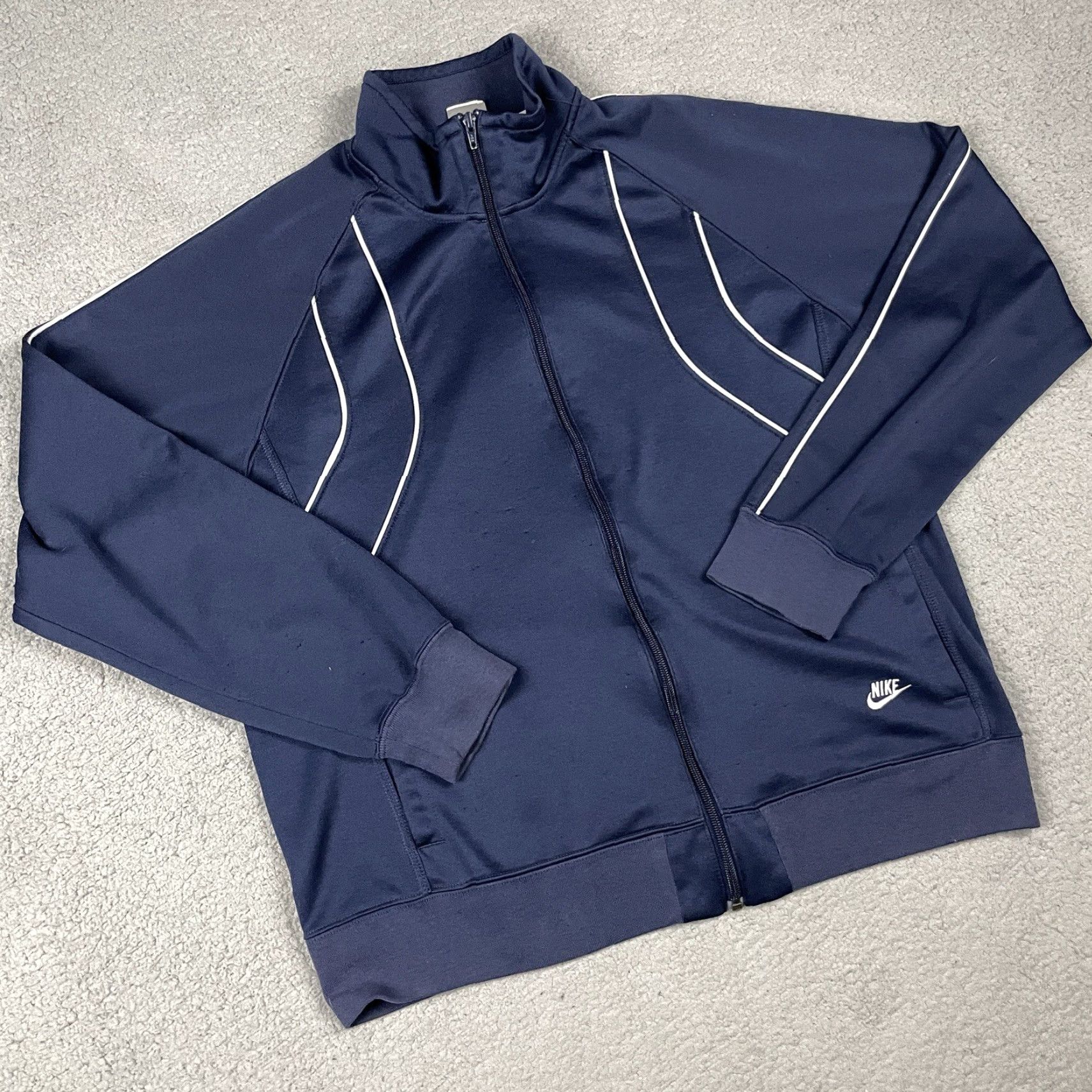 Nike VINTAGE Nike Jacket Mens L Blue Long Sleeve Full Zip Stripe Tag Pockets Size US L / EU 52-54 / 3 - 3 Thumbnail