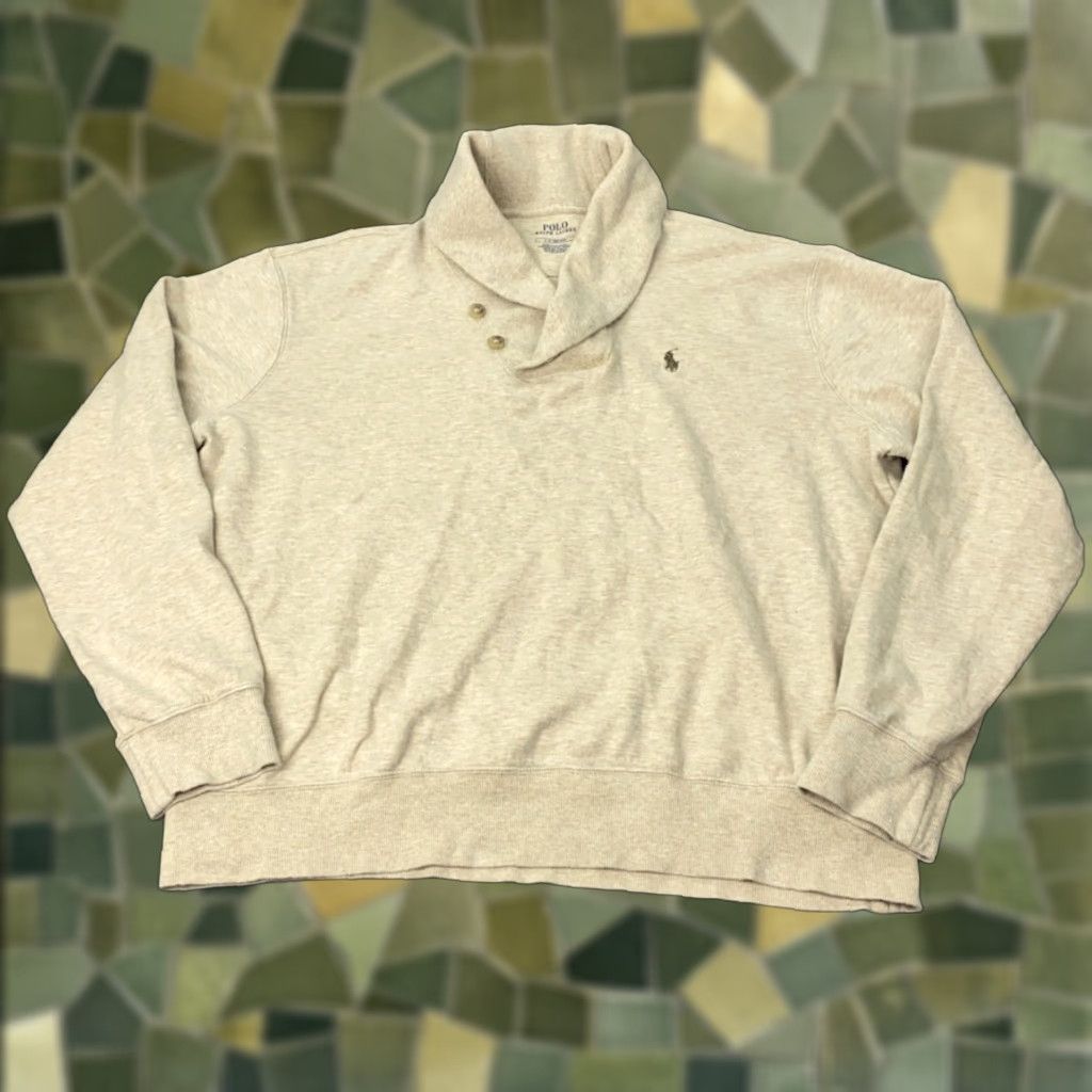 Polo Ralph Lauren VINTAGE Polo Ralph Lauren Shawl Collar Sweater Pullover Mens Large Beige Pony Soft Size US L / EU 52-54 / 3 - 1 Thumbnail