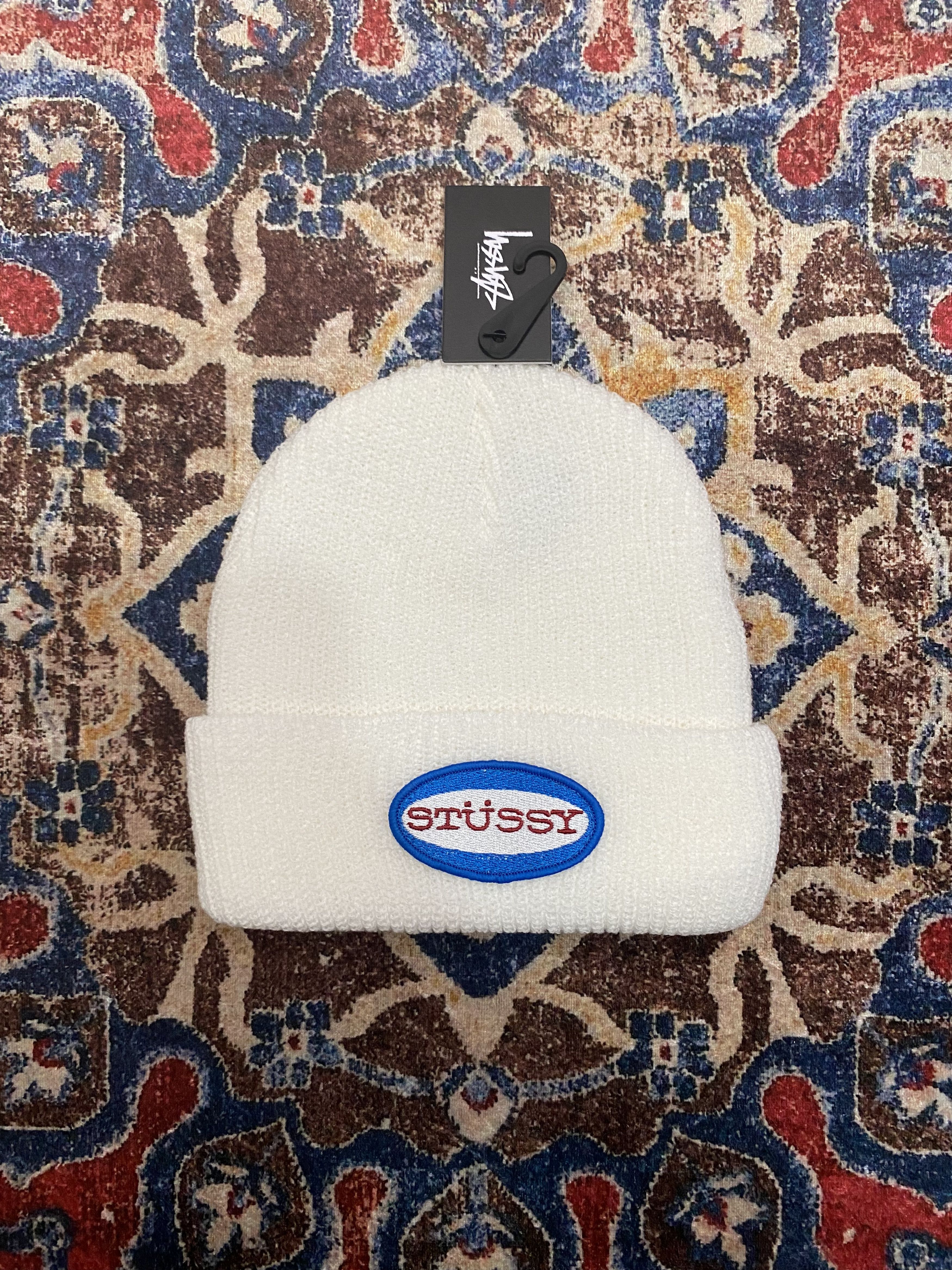 Stussy Stussy Oval Patch Cuff Beanie - White Size ONE SIZE - 1 Thumbnail