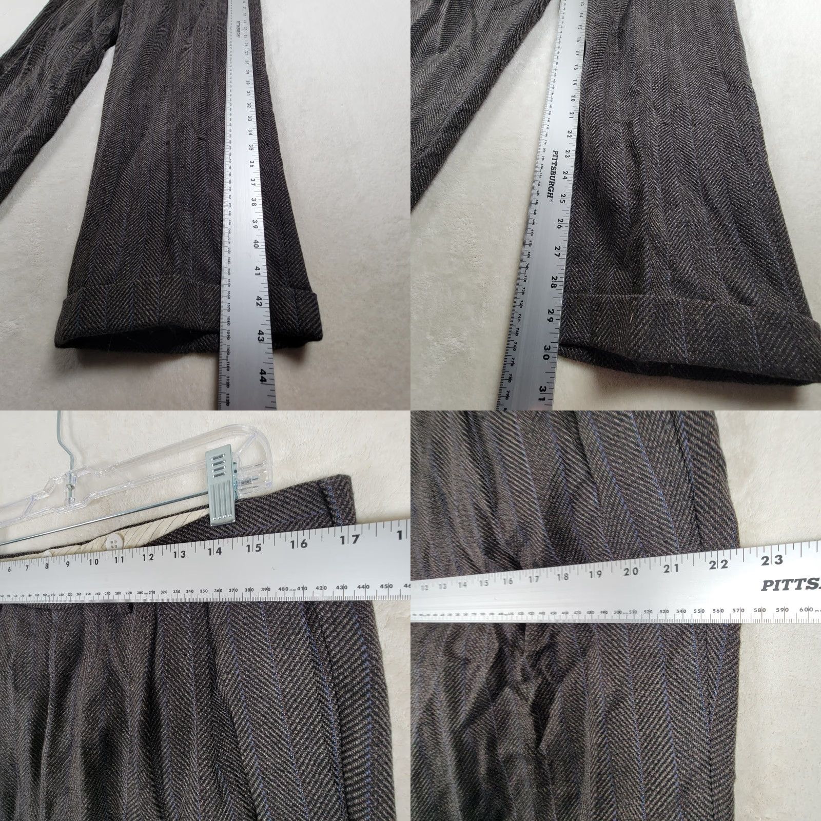 Vintage GENERIC MENS DRESS PANTS IN DARK Brown Wool Blend Striped 34x30 Casual Regular Mens Dress Pants 34 Brown Mens Size US 34 / EU 50 - 8 Thumbnail
