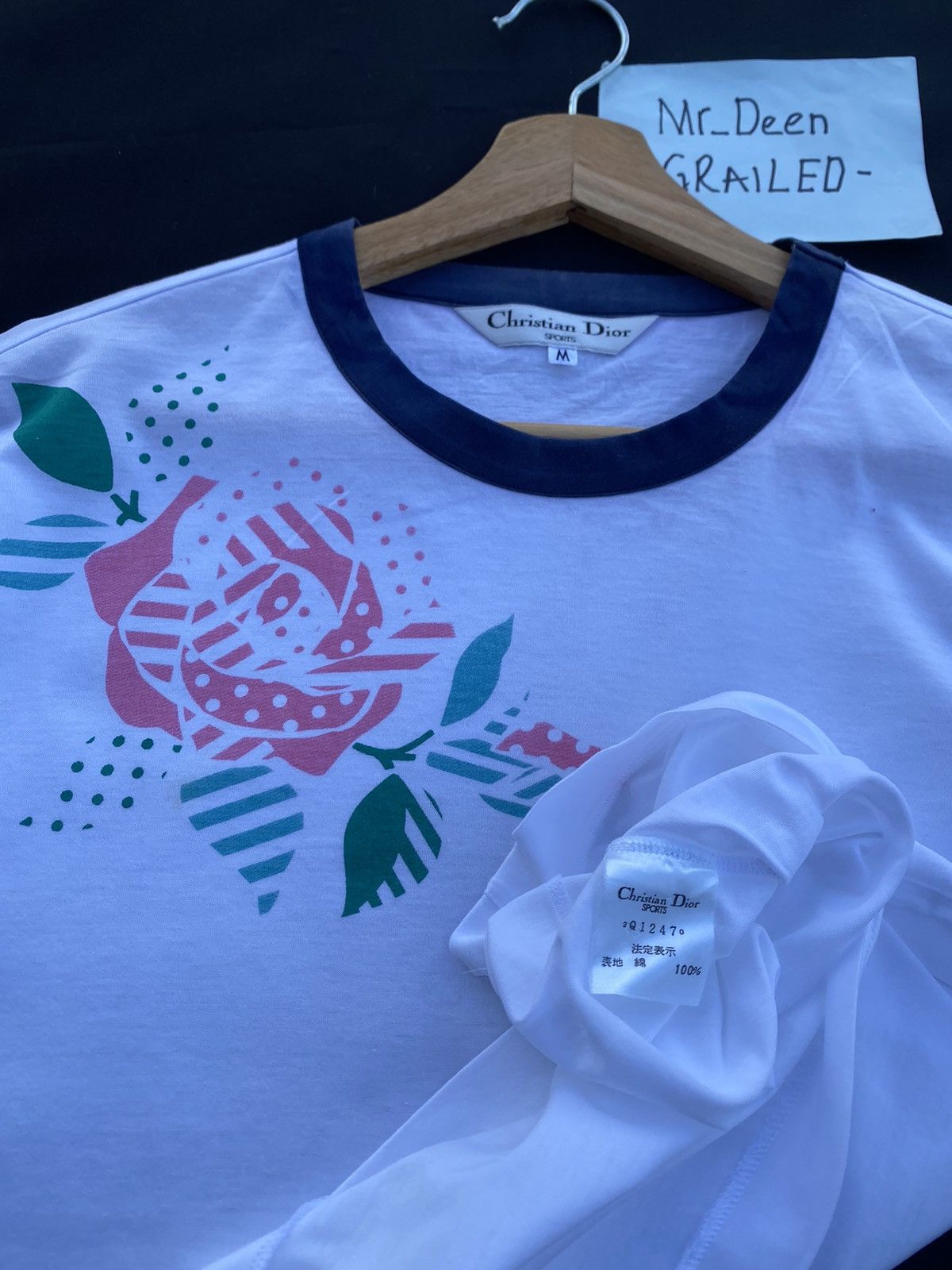 Christian Dior Monsieur Rare Vintage Christian Dior Rose White Tshirt Size US M / EU 48-50 / 2 - 10 Thumbnail