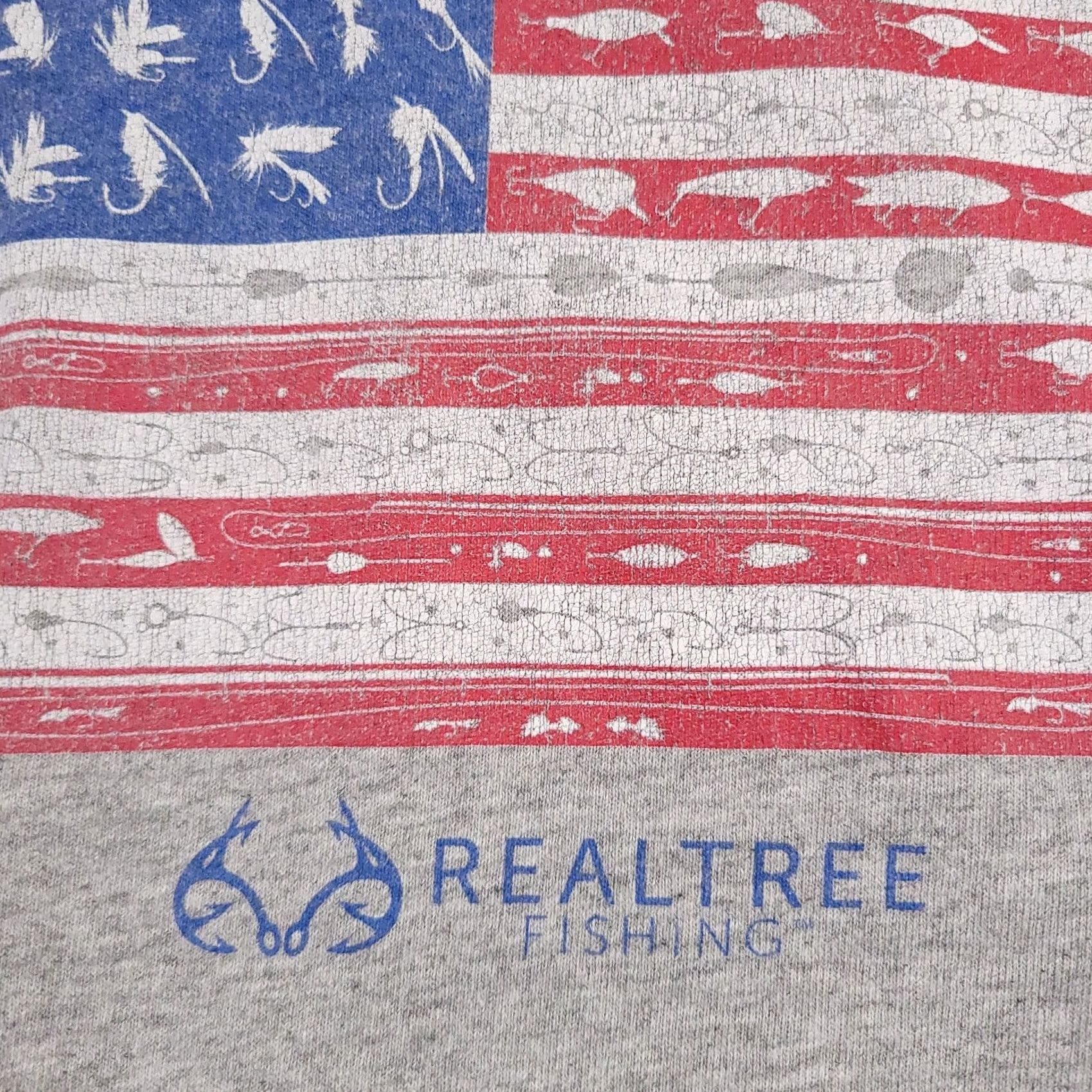 Delta VINTAGE RealTree Fishing T-Shirt Mens 2XL Gray American Flag Outdoors Camp Size US XXL / EU 58 / 5 - 5 Thumbnail