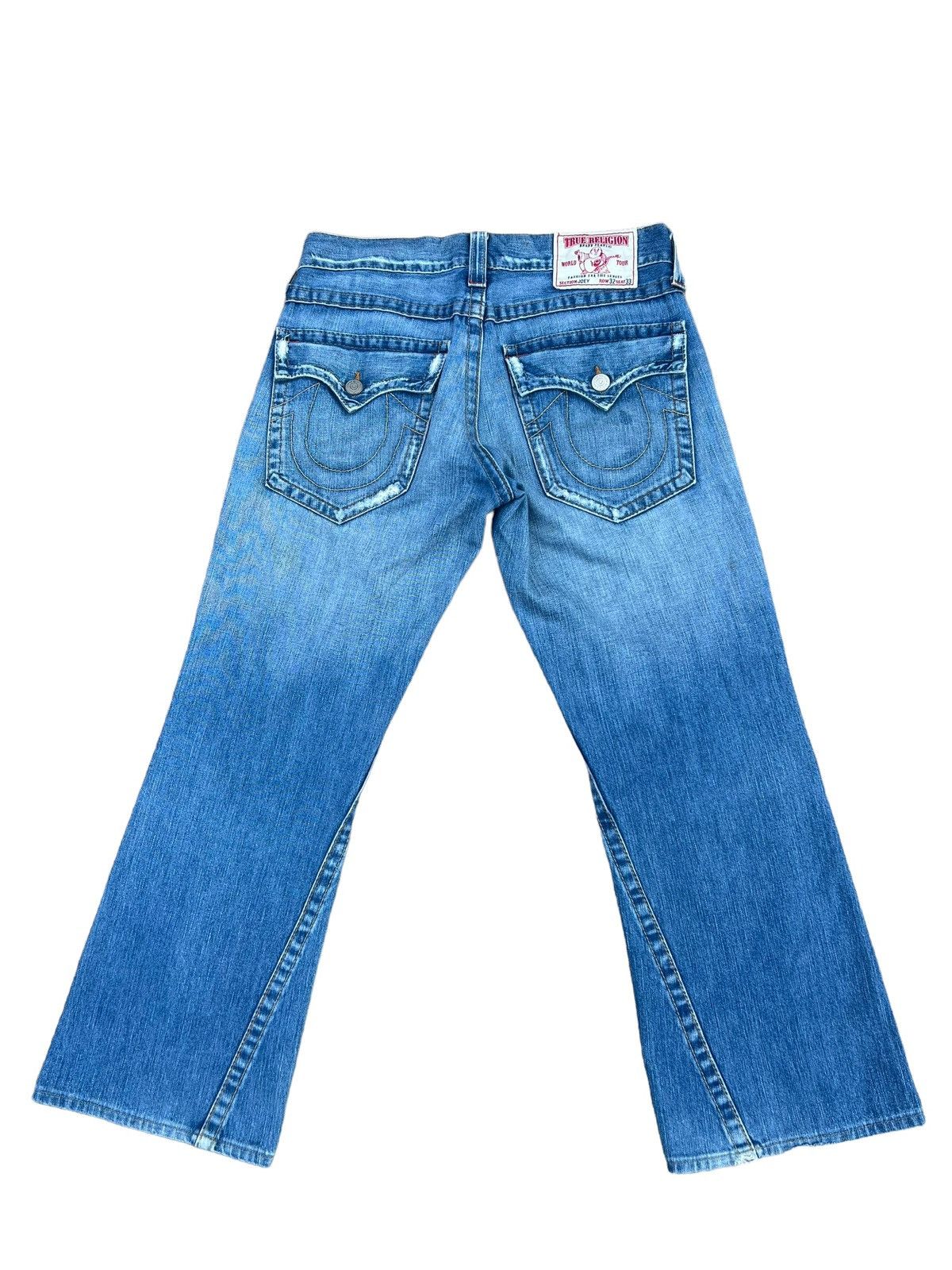 True Religion Vintage 00s TR Joey Distress Fade Mud Denim Flare Jeans Size US 32 / EU 48 - 2 Thumbnail