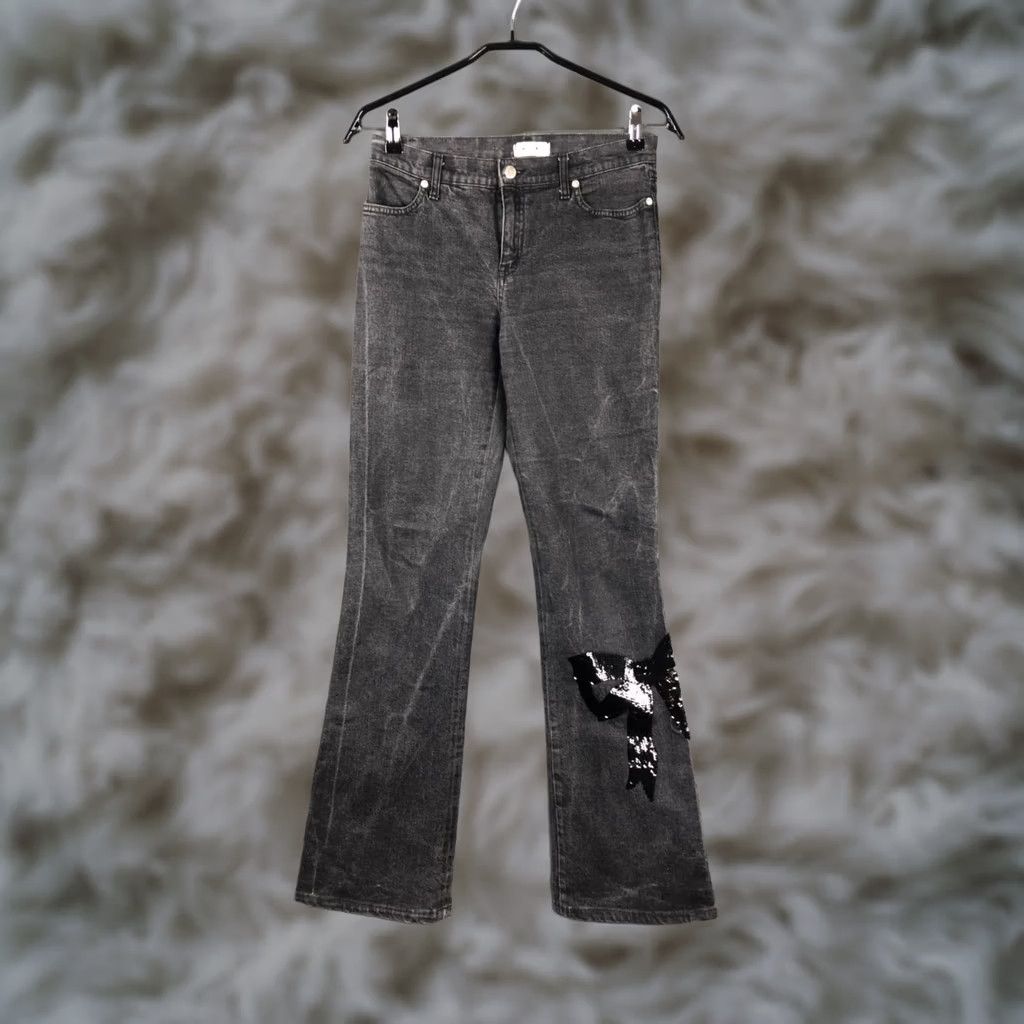 Moschino Moschino Jeans Gray Women Regular Size 29 Sequin Embelished Cotton Elastane Flared Inseam 33.3" 13.8" Waist Hip Pockets Brand Moschino Size 29" - 1 Thumbnail