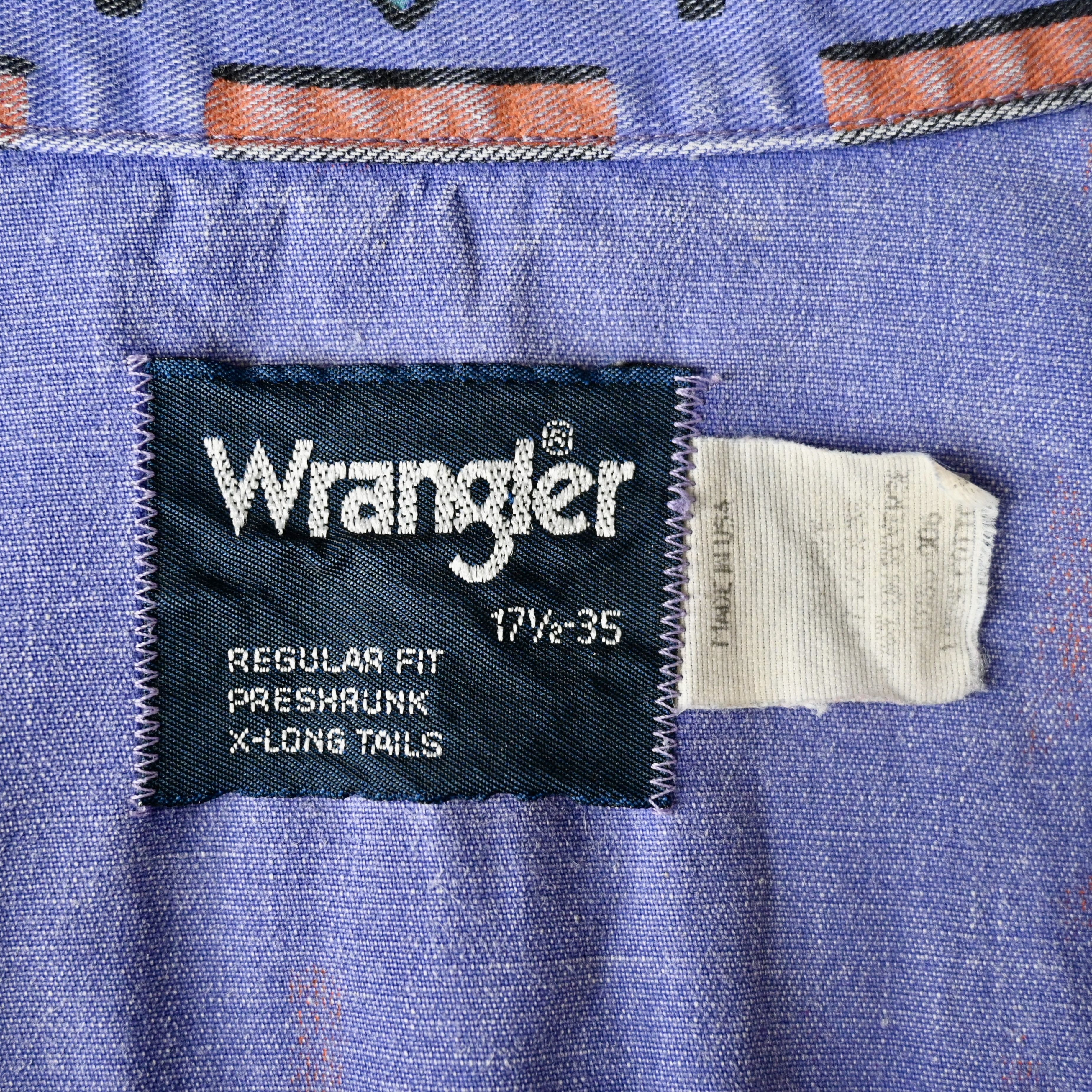 Vintage VTG Wrangler Brushpopper shirt Aztec Navajo soft purple 17.5 Size US XL / EU 56 / 4 - 12 Thumbnail