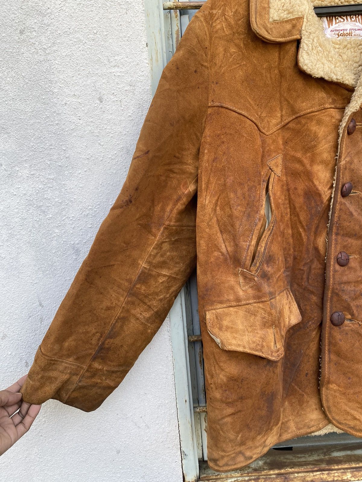 Schott × Vintage × Western Rise Schott Western Shearling Suede Jacket Vintage 90s Size US M / EU 48-50 / 2 - 5 Thumbnail