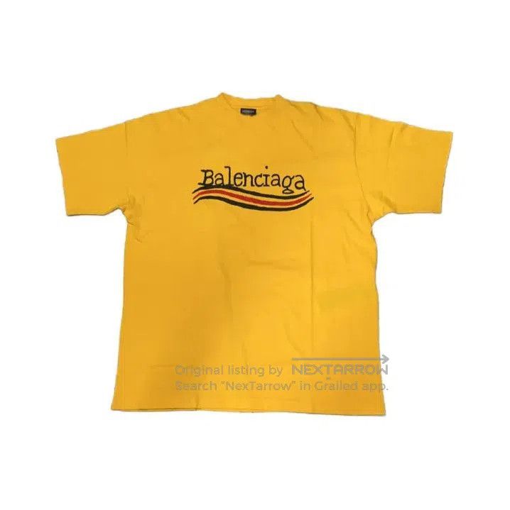 Balenciaga Balenciaga Yellow Logo Print Short Sleeve T. Size US S / EU 44-46 / 1 - 1 Thumbnail