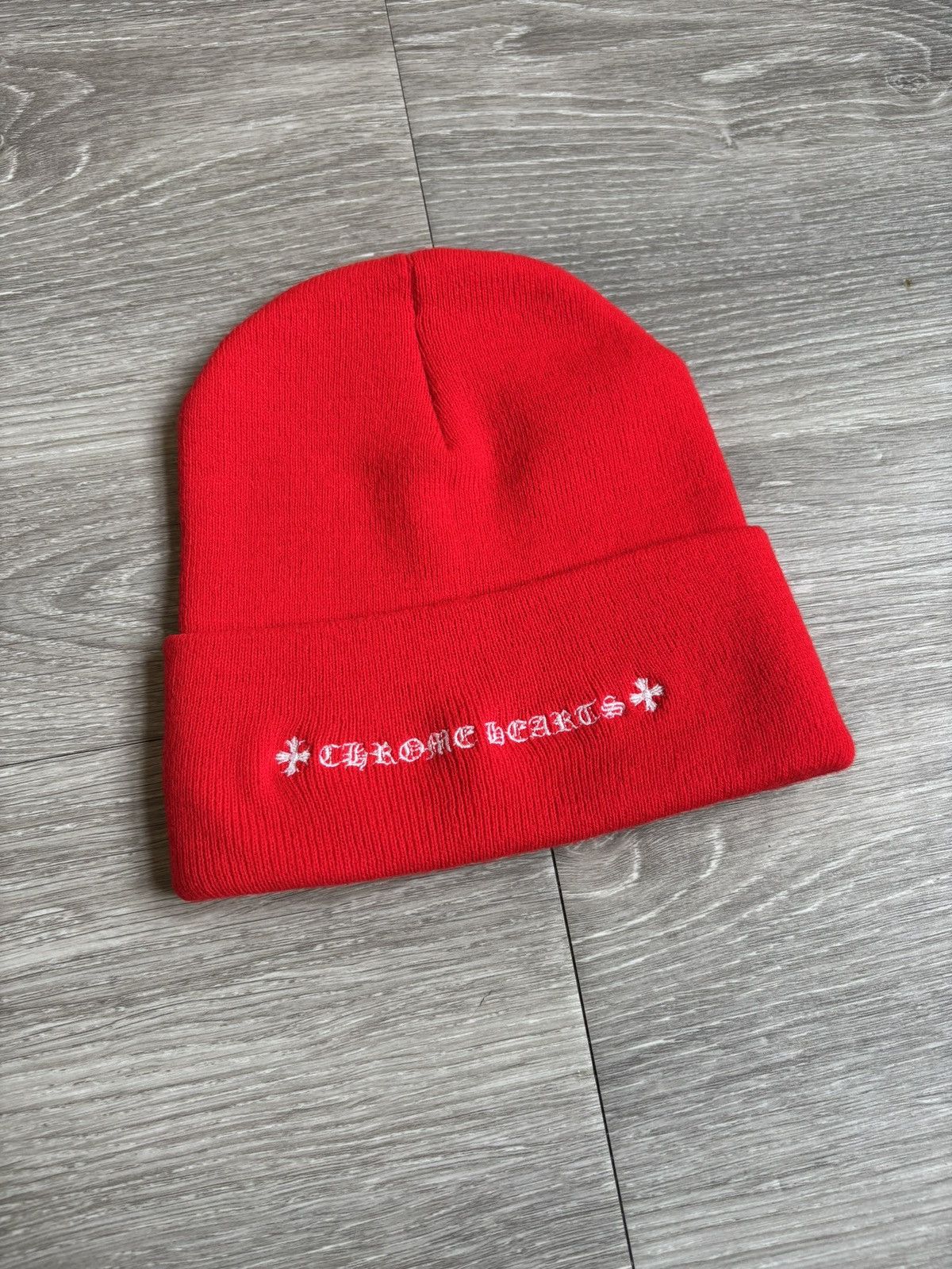Chrome Hearts Chrome Hearts Red Triple Cross Cemetery Beanie Size ONE SIZE - 4 Thumbnail