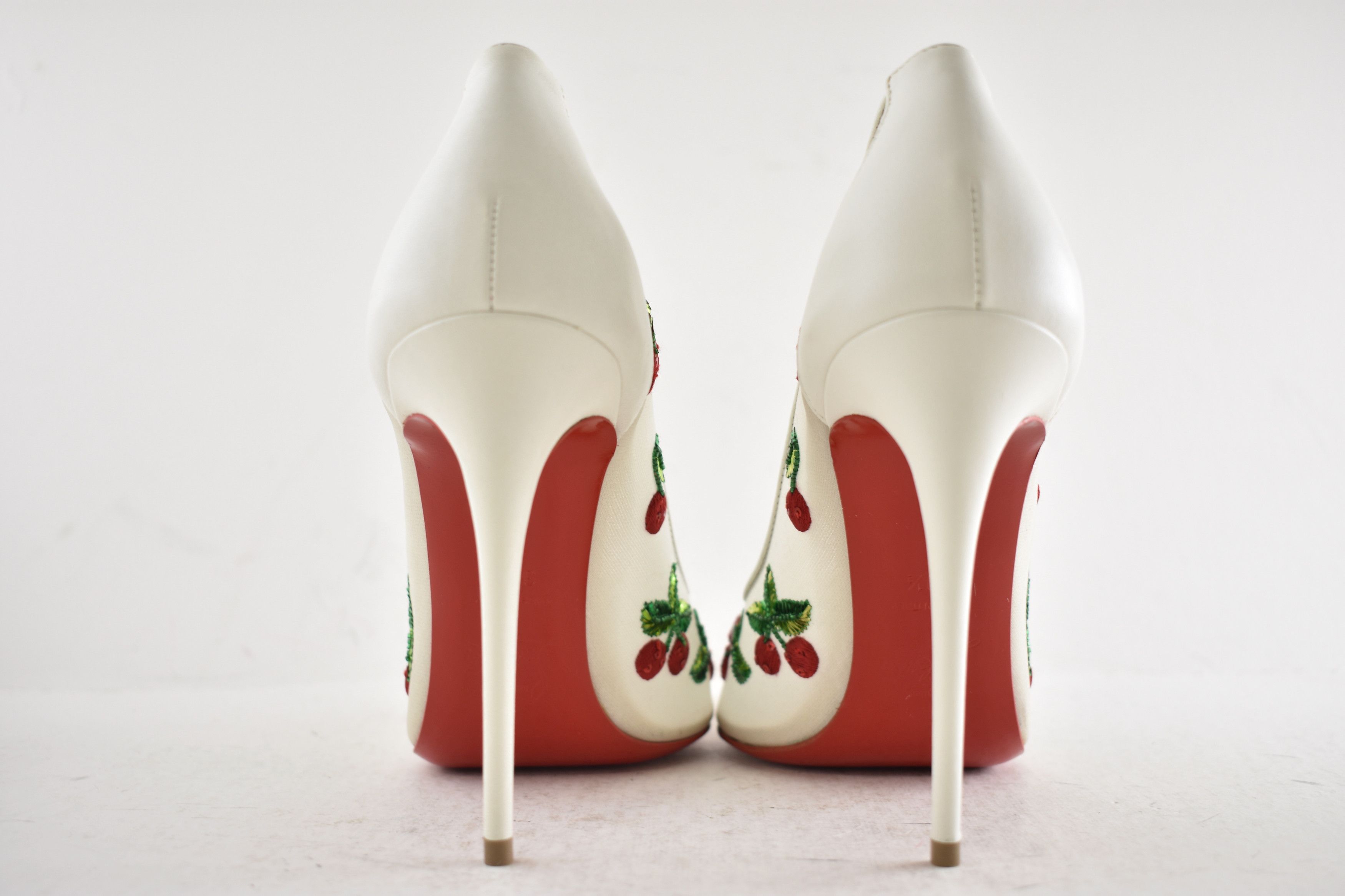 Christian Louboutin Cherrypump 100 Latte White Organza Red Cherry Pump Heel 39.5 Size US 9.5 / IT 39.5 - 21 Thumbnail