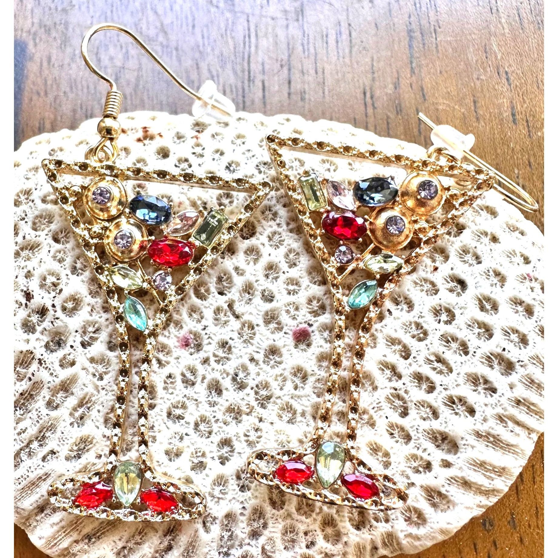 Handmade Cocktail Drink Earrings Martini Rhinestones Cruise Beach Isl Size ONE SIZE - 11 Thumbnail