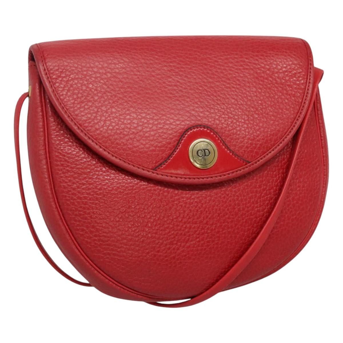 Dior Shoulder Bag Leather Red Gold, Women's