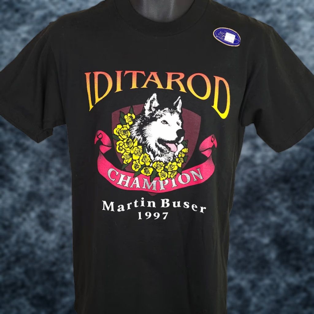 Jerzees VINTAGE Alaska Iditarod T Shirt Mens Size Medium 90s 1997 Champion Dog Sled USA Jerzees Black Cotton Crew Neck Short Sleeve Size US M / EU 48-50 / 2 - 1 Thumbnail