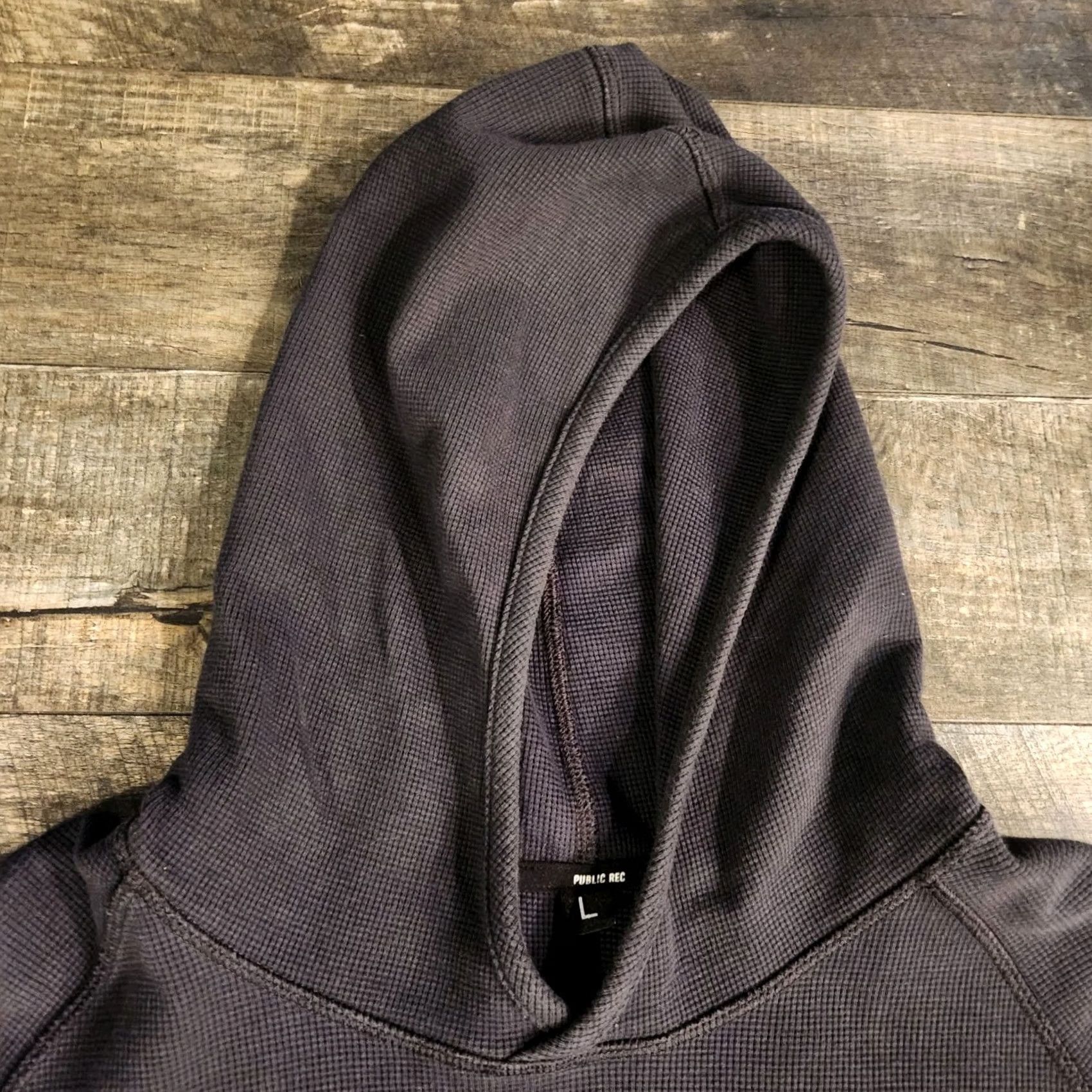 Vintage Public Rec Hoodie Mens Large Black Politan Performance Waffle Knit Solid Long Sleeve Pullover Athletic Logo Pocket Zip Size US L / EU 52-54 / 3 - 6 Thumbnail
