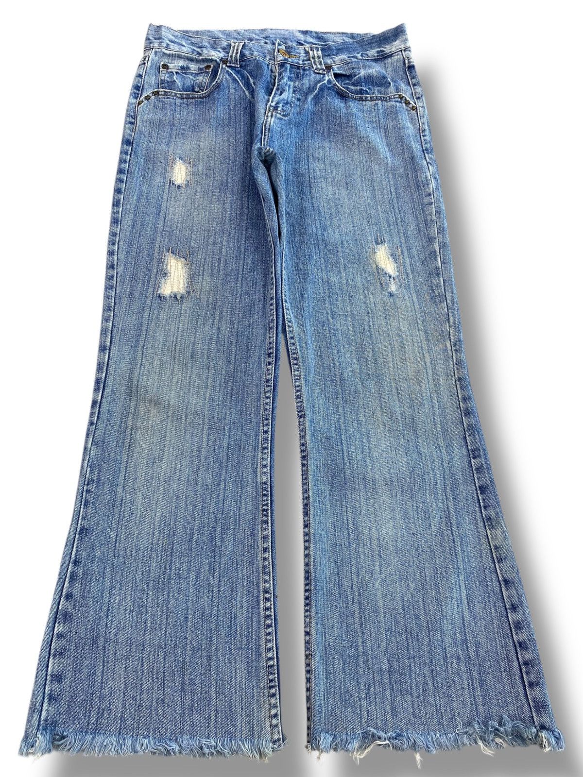 Japanese Brand Light Wash Hairy Leg Flare Style Jeans