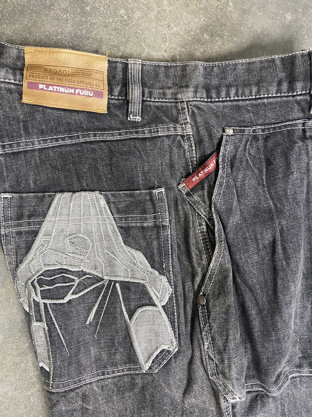Fubu 🔥 Vintage y2k Fubu Platinum jeans Embroidery back hit Size US 36 / EU 52 - 8 Thumbnail