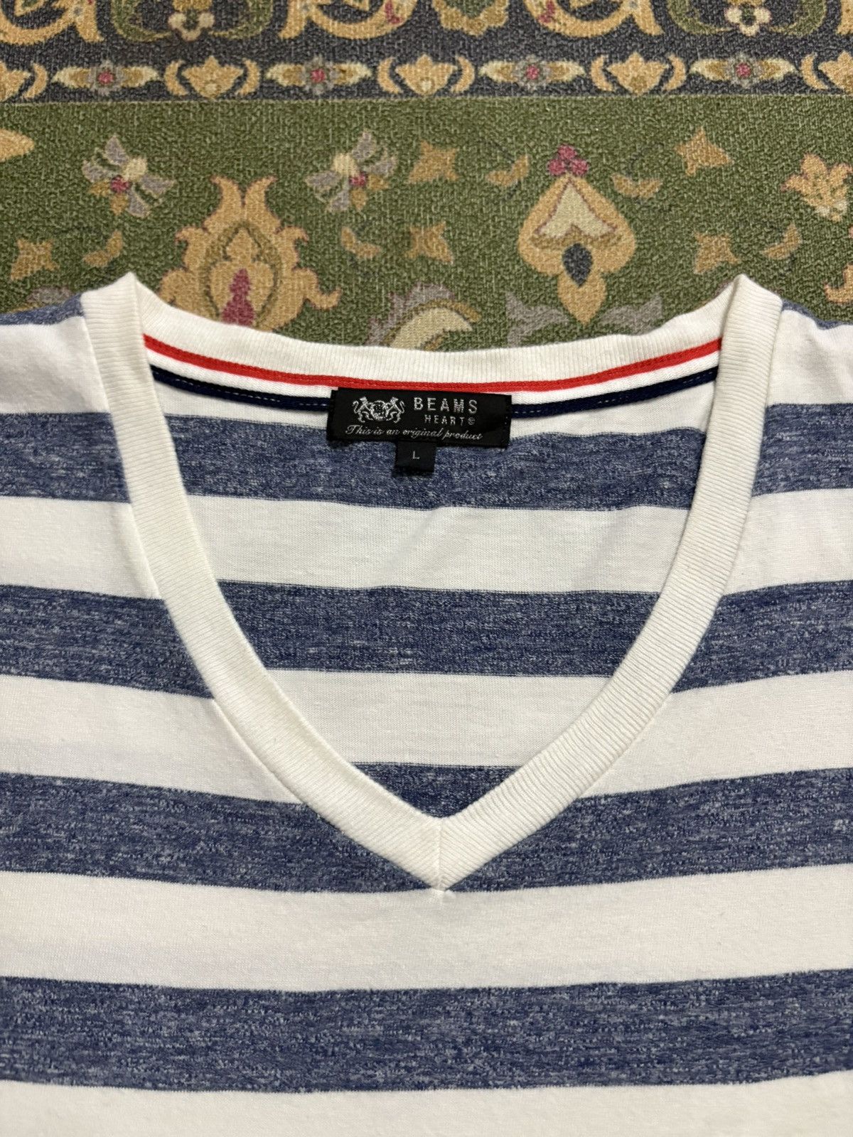 Beams Plus × Japanese Brand × Vintage Japanese Brand BEAMS HEART Striped Vneck T-Shirt Size US M / EU 48-50 / 2 - 5 Thumbnail
