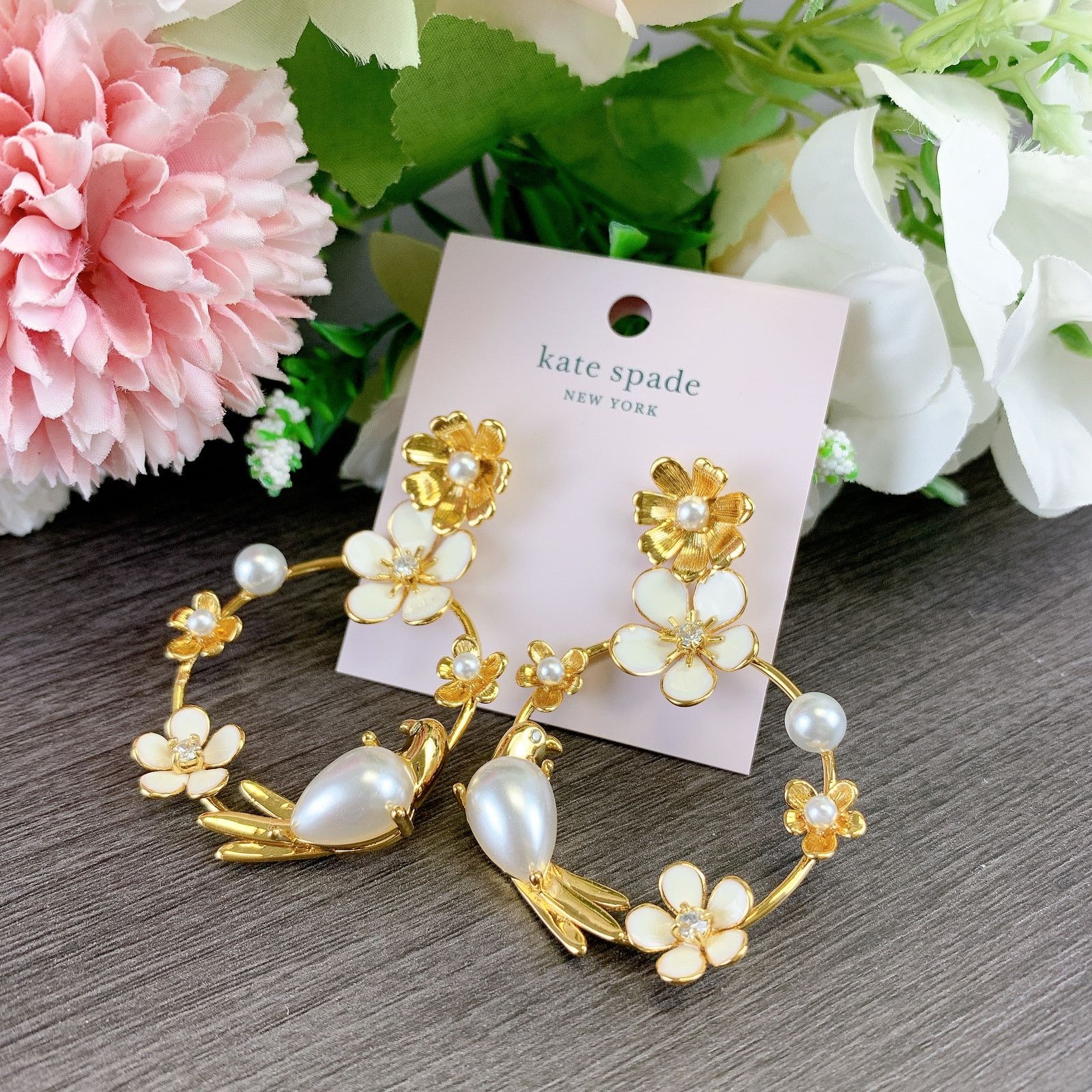 Kate Spade Kate Spade KB447 Spring Scene Flower Hoop Earrings Size ONE SIZE - 1 Thumbnail