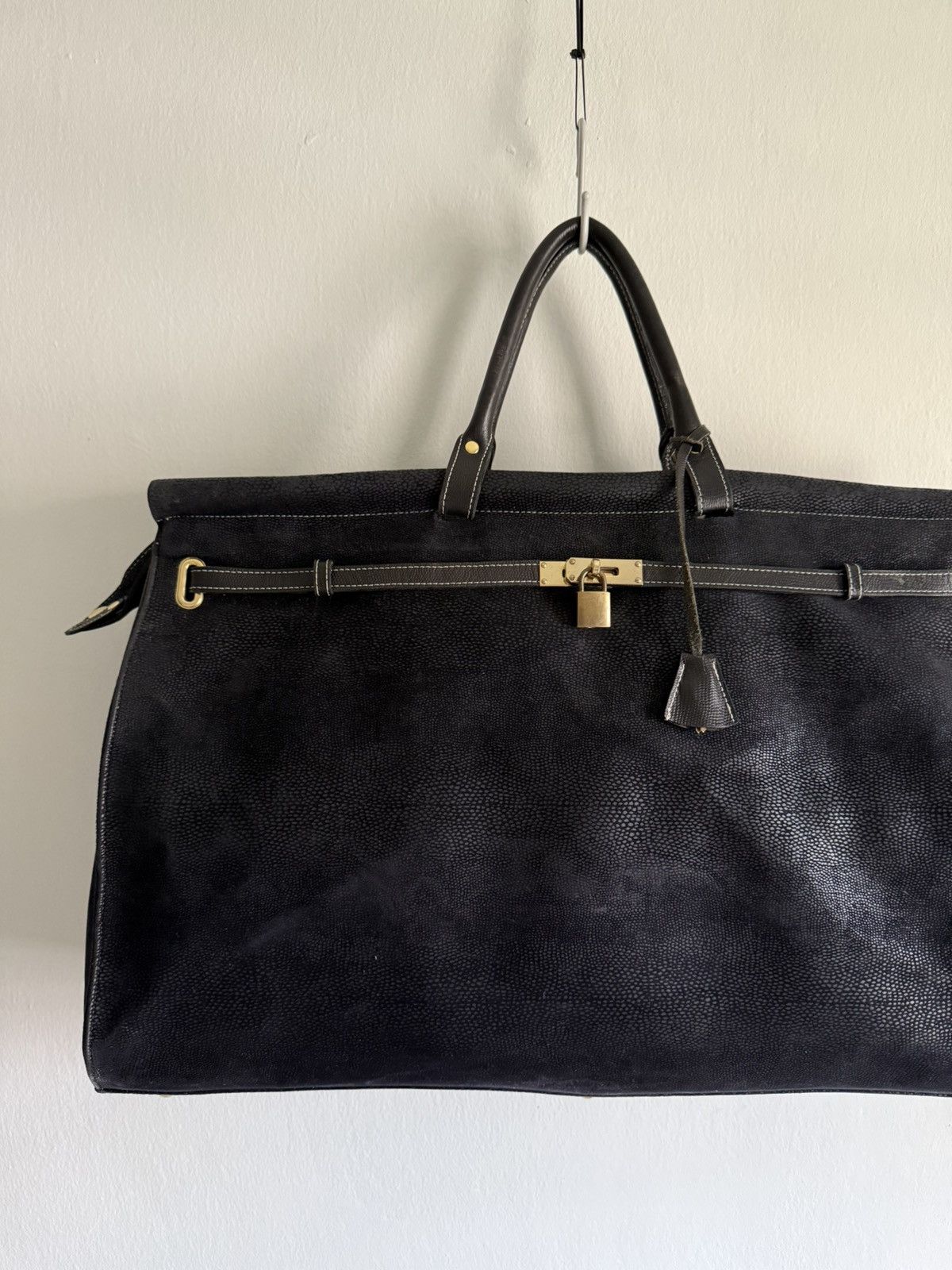 Vintage Black large leather Birkin tote bag Size ONE SIZE - 3 Thumbnail