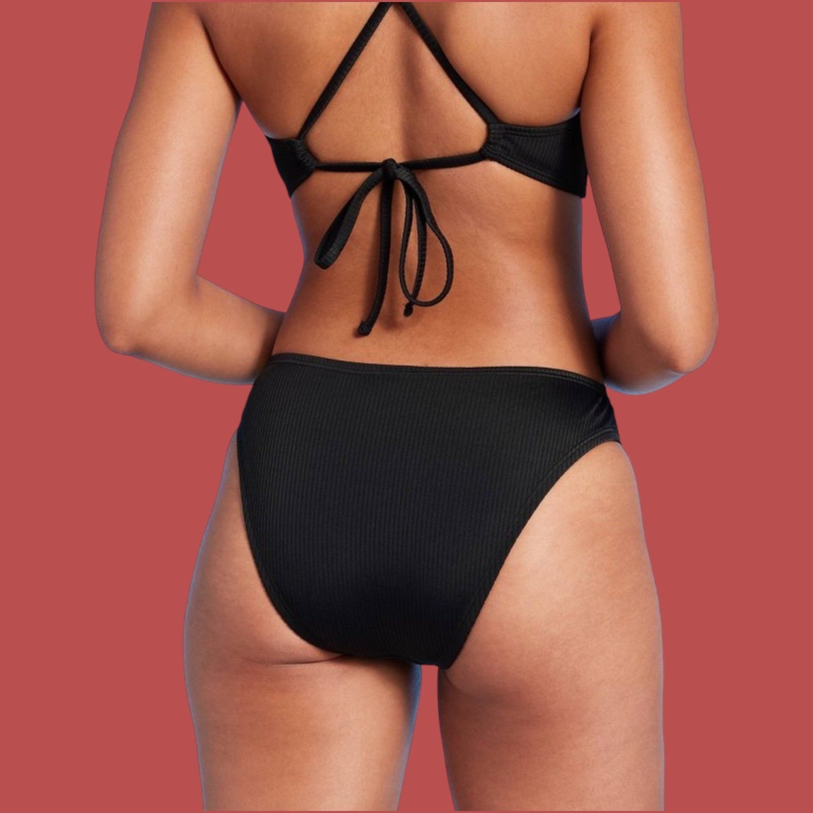 Other Shade & Shore - Women's Ribbed Hipster Cheeky Bikini Bottom Size ONE SIZE - 2 Thumbnail