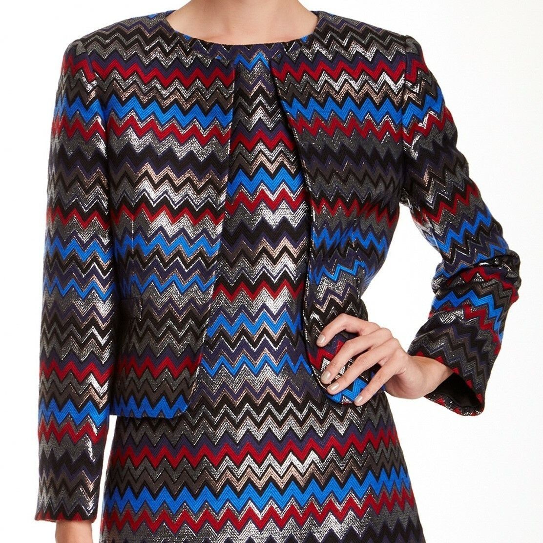 Alice + Olivia Kidman Box Blazer Metallic Print Jacket size M MSRP $597 Size M / US 6-8 / IT 42-44 - 1 Thumbnail