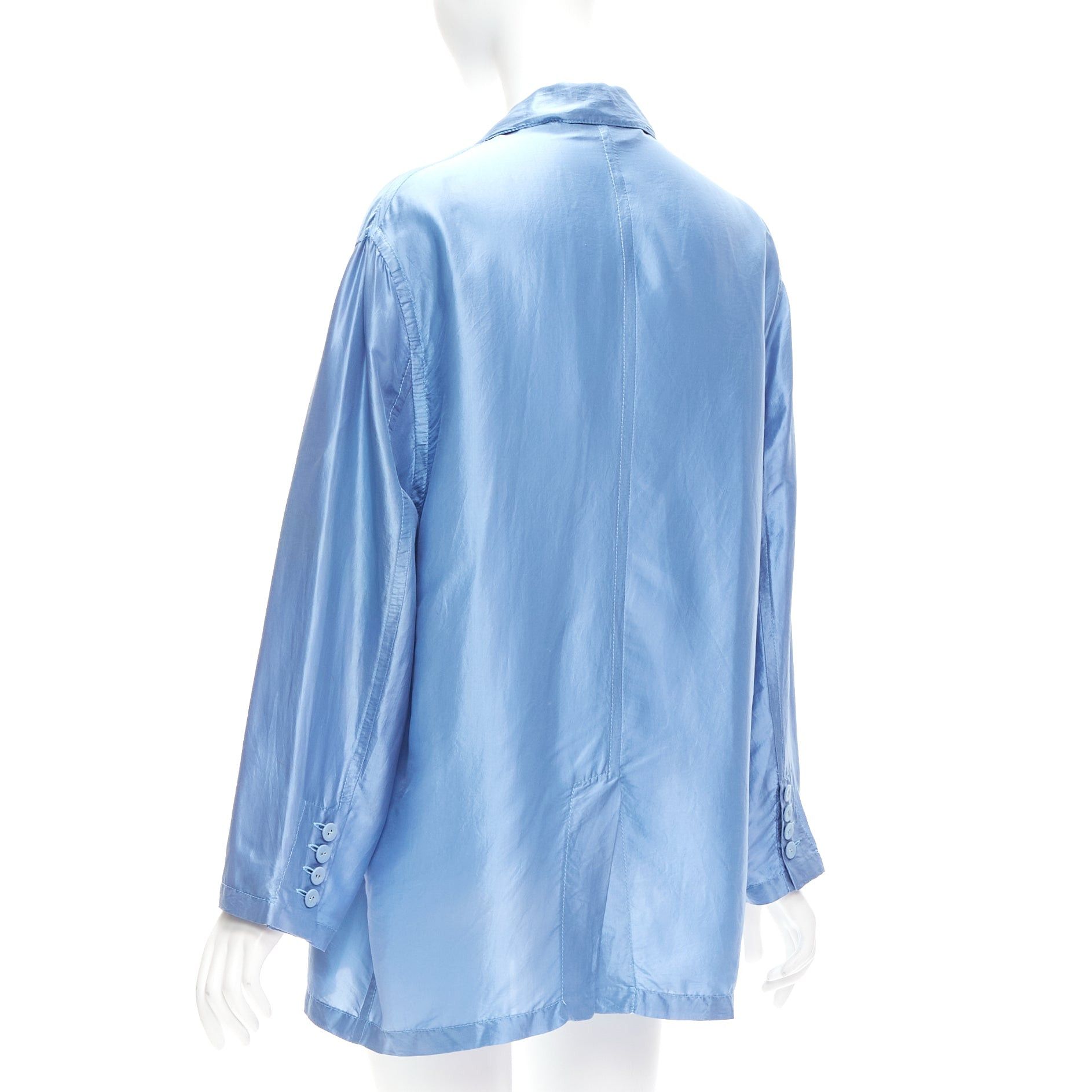 Image of Stella Mccartney 2007 100% Silk Blue Drop Shoulder Flowy Jacket It36 Xxs, Women's