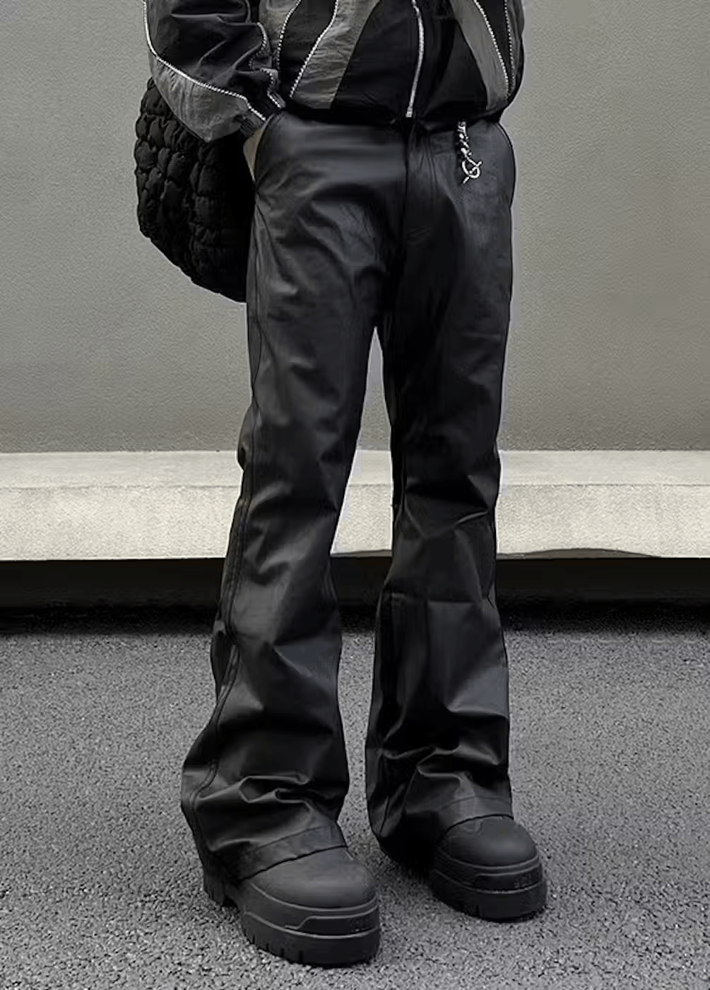 image of Vintage Avant-Garde Retro Casual Bell-Bottom Pants in Black, Men's (Size 34)