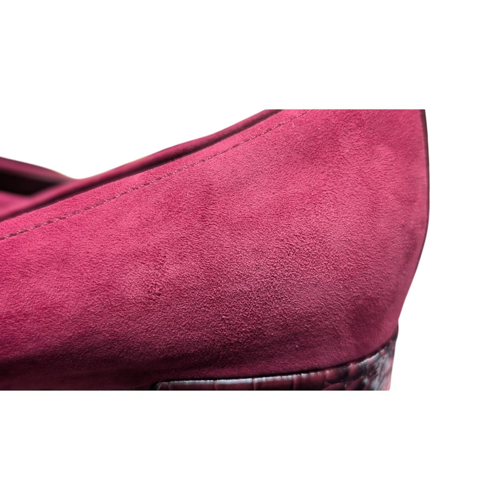 Donald Pliner Donald Pliner Dreww Pump Size 10M Bordeaux Suede Croco Heel Size US 10 / IT 40 - 8 Thumbnail