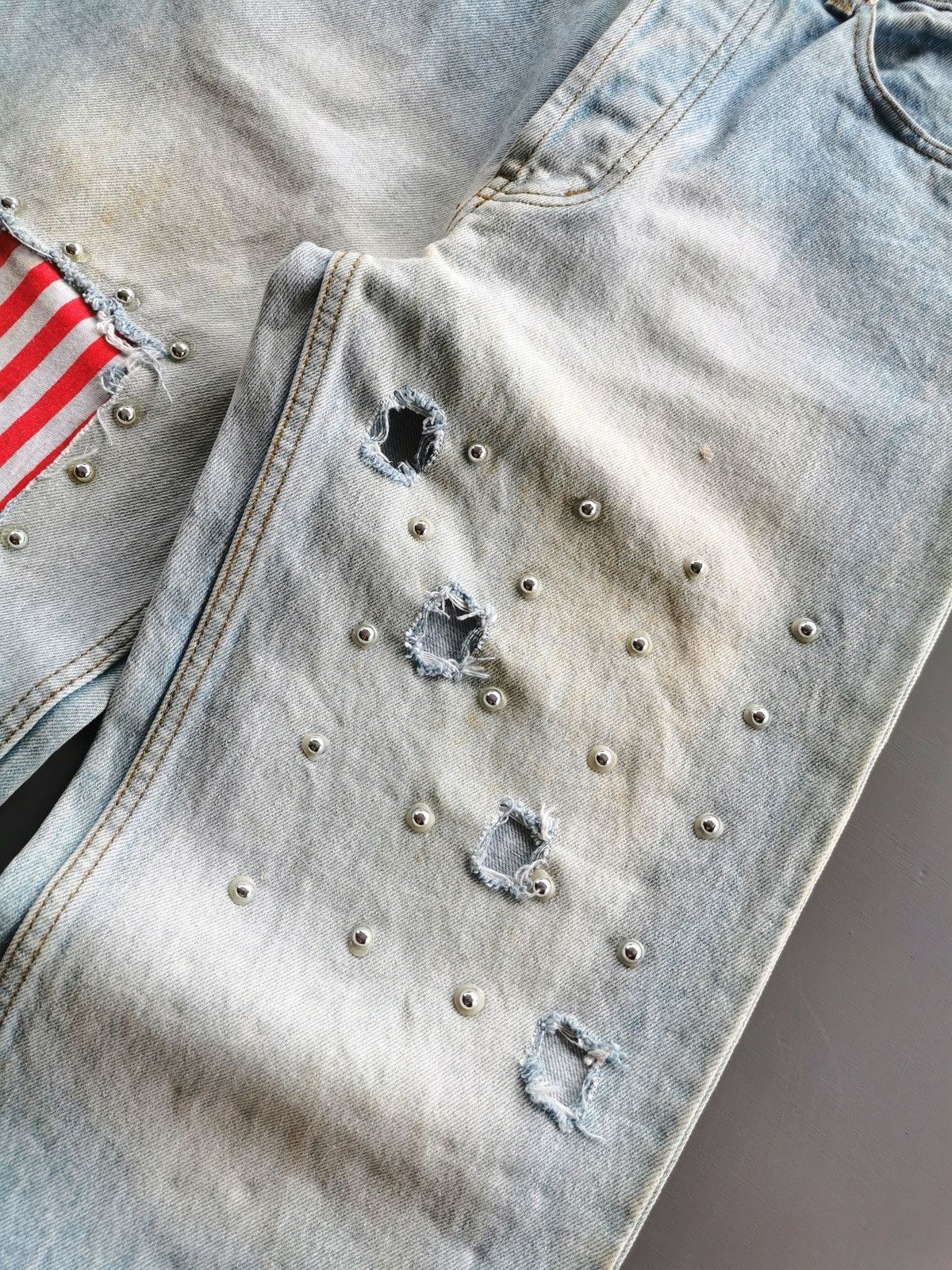Other Kakachi USA Flag Studded Distressed Square Design Jeans Size US 28 / EU 44 - 4 Thumbnail