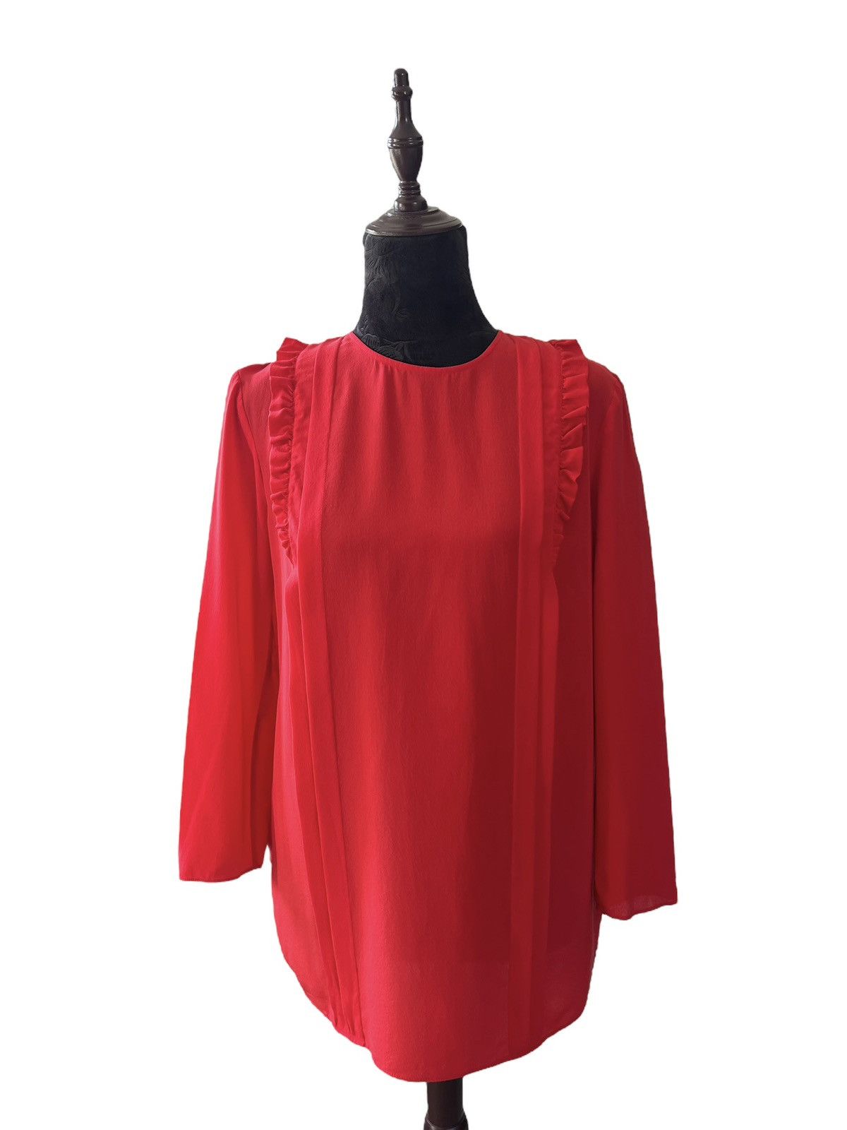 Miu Miu × Prada Miu Miu Red Ruffled Silk Blouse Size S / US 4 / IT 40 - 13 Thumbnail