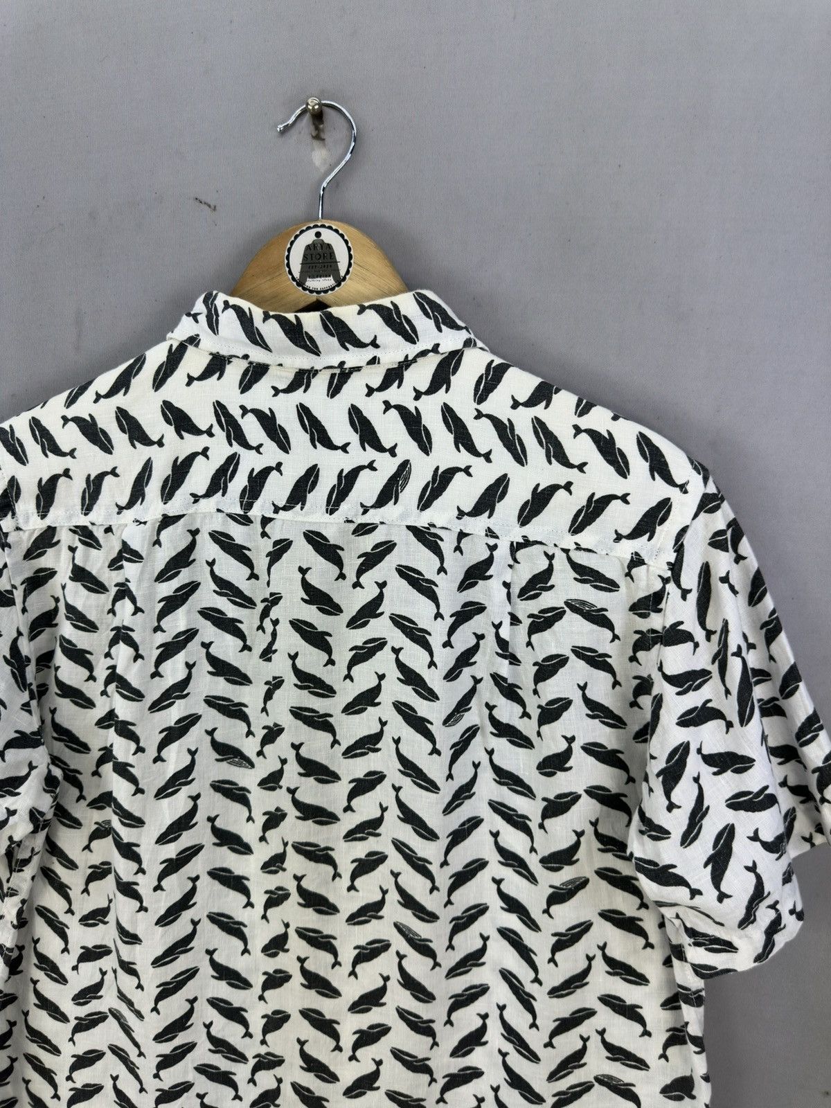 Japanese Brand Sunny Clouds Whale Motive Linen Shirt Short Sleeve Size US M / EU 48-50 / 2 - 5 Thumbnail