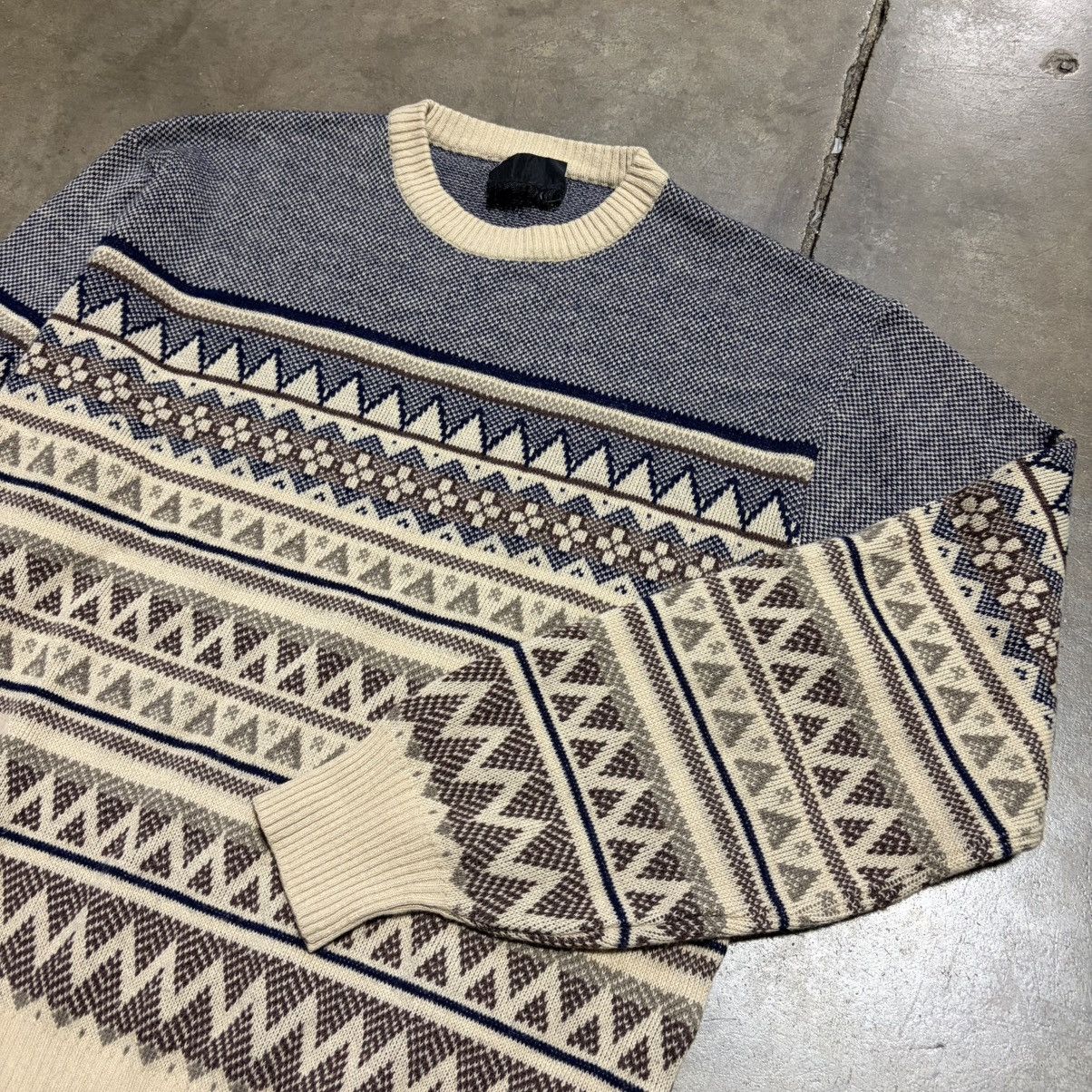 Vintage Vintage Fair Isle Striped Sweater Geometric Gary Reed 80s Size US L / EU 52-54 / 3 - 4 Thumbnail