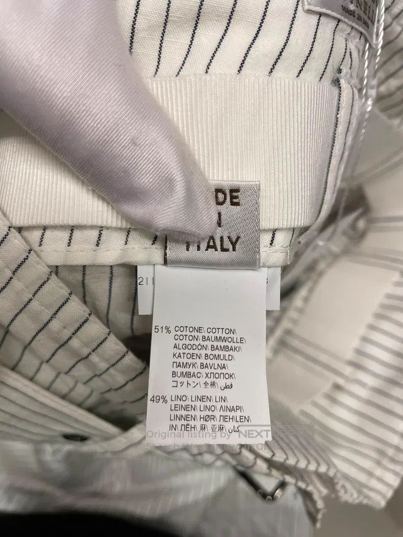 Brunello Cucinelli Brunello Cucinelli White Striped Cotton Linen High-Waisted Size 42" / US 20 - 5 Thumbnail