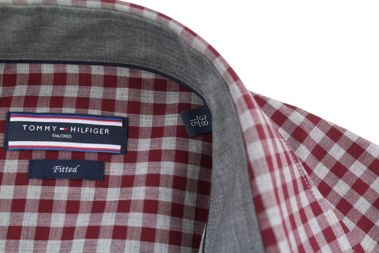 Tommy Hilfiger S Burgundy Check Tailored Fitted Shirt 84972 Size US S / EU 44-46 / 1 - 11 Thumbnail