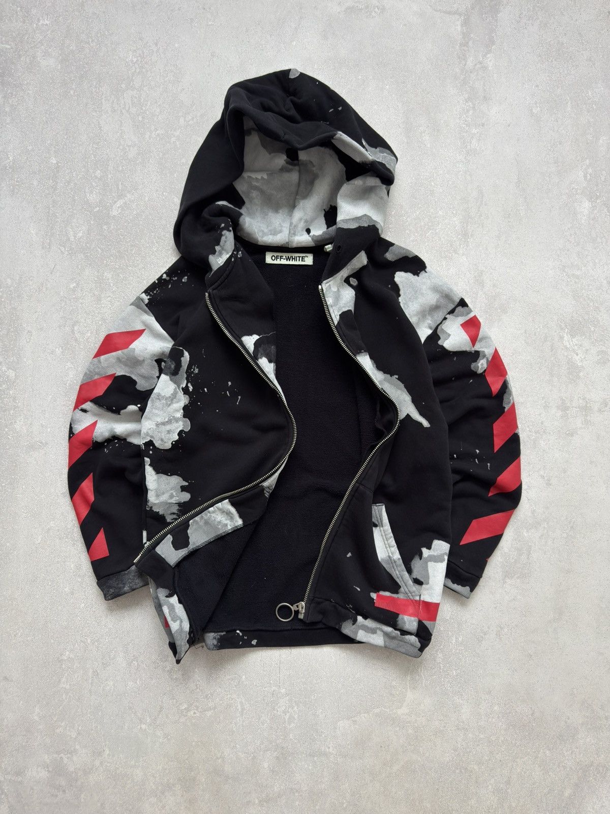 Japanese Brand × Off-White Off-White Oversized Liquid Spots Zip Hoodie Size US XS / EU 42 / 0 - 3 Thumbnail