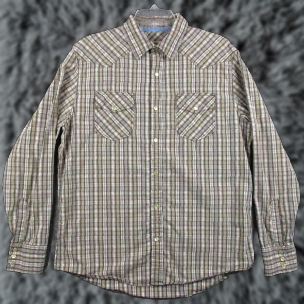 Mossimo Mossimo Supply Co Shirt Mens Large Plaid Long Sleeve Western Snap Pearl Flap Size US L / EU 52-54 / 3 - 1 Thumbnail