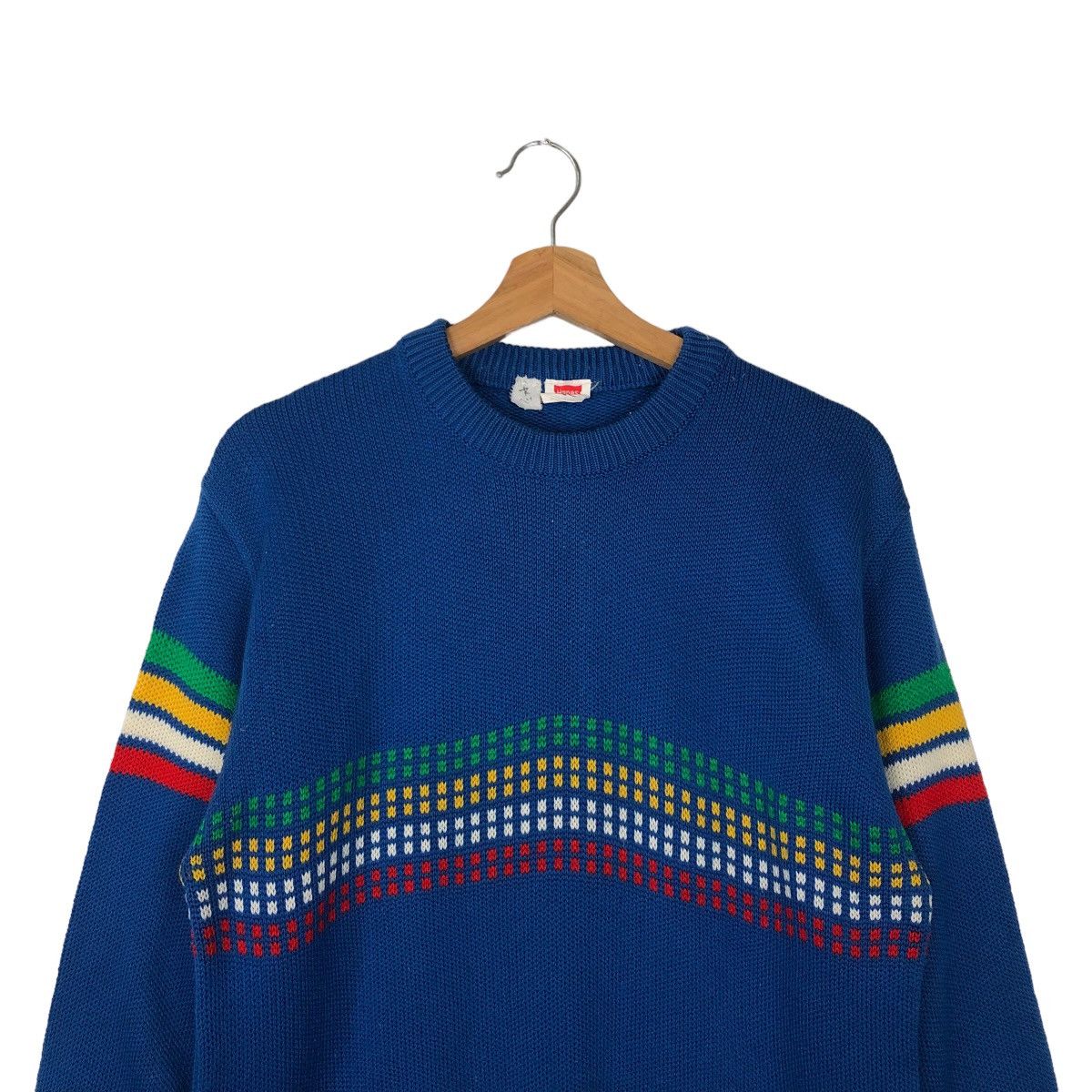 Vintage 🔥RARE VINTAGE SWEATSHIRT MULTI COLOUR HANES STRIPED Size US L / EU 52-54 / 3 - 2 Thumbnail