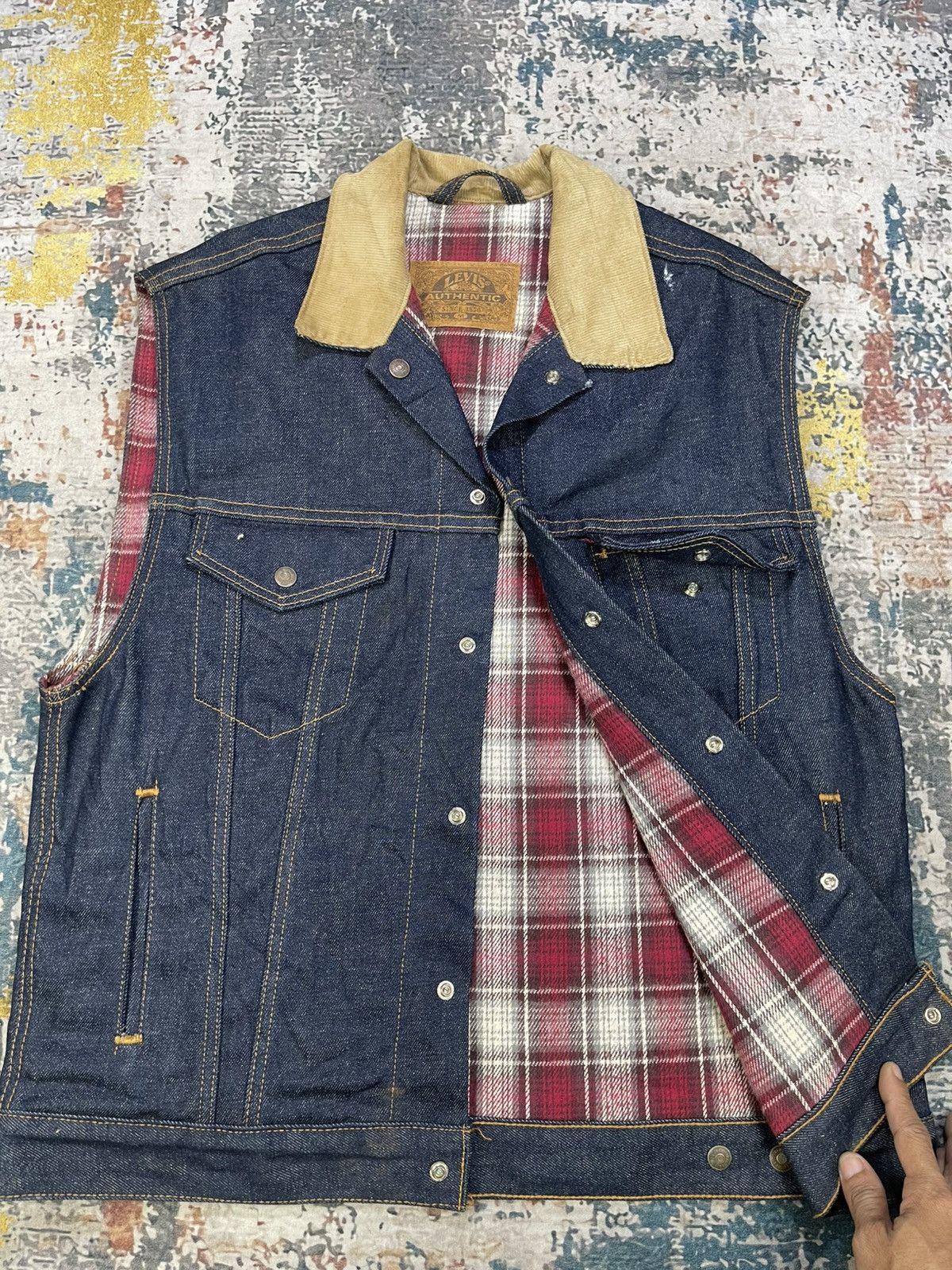 Levi's Vintage Clothing RARE🔥Vtg Levis Sample 1990 Reversible Denim Vest Jacket Size US M / EU 48-50 / 2 - 2 Thumbnail