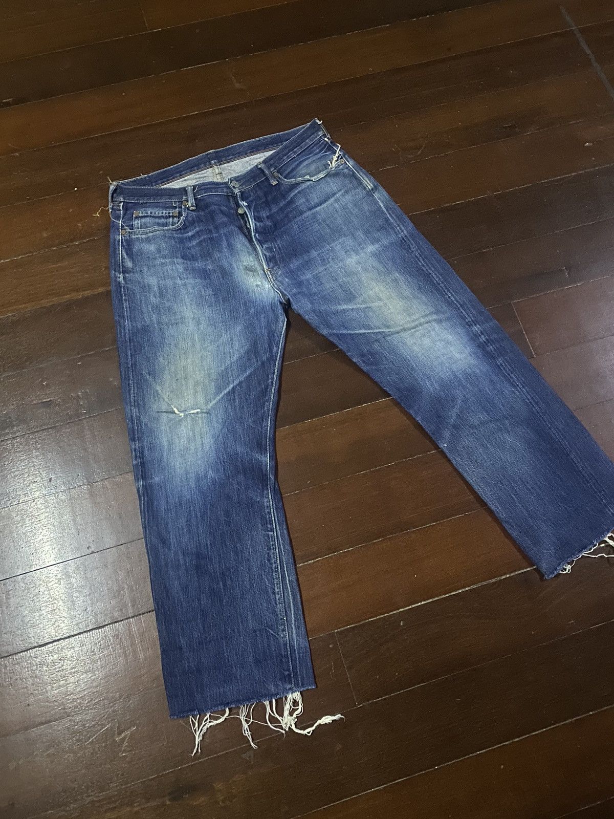 Orslow FIRE🔥 Vintage fullcount distressed wide leg selvedge denim Size US 36 / EU 52 - 2 Thumbnail