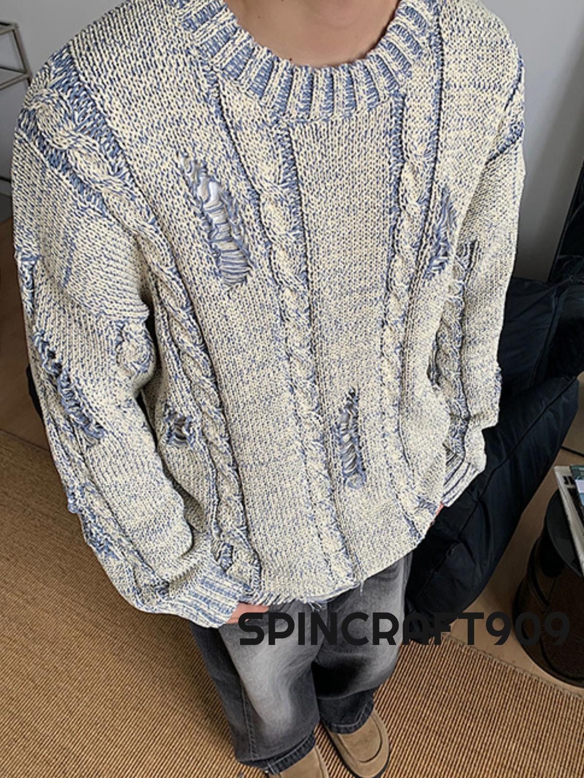 Vintage Distressed Patchwork Knit Sweater Size US M / EU 48-50 / 2 - 3 Thumbnail